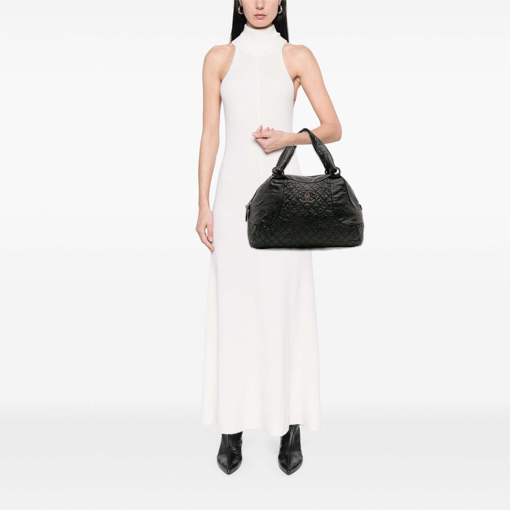 Chanel CC Quilted Aged Calfskin Coco Rider Bowling Bag