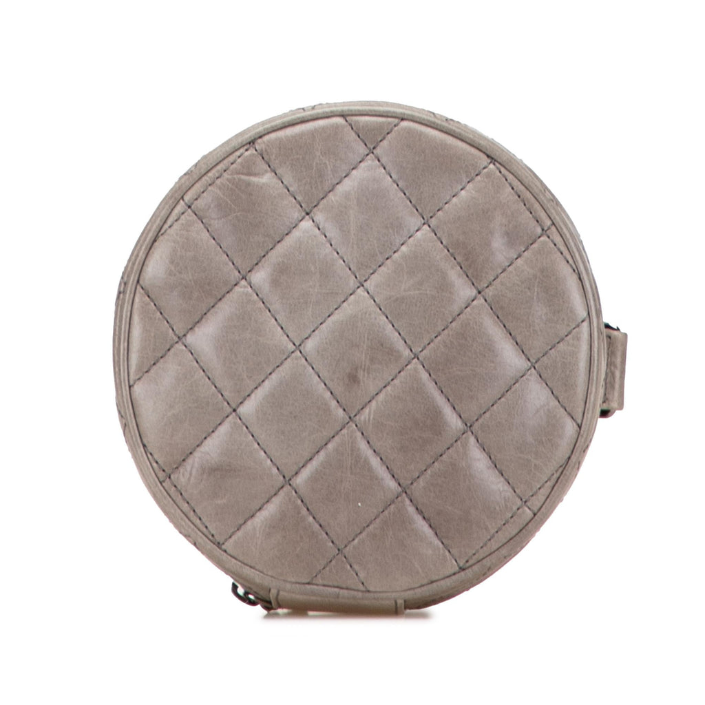 Chanel CC Quilted Aged Calfskin Round Clutch