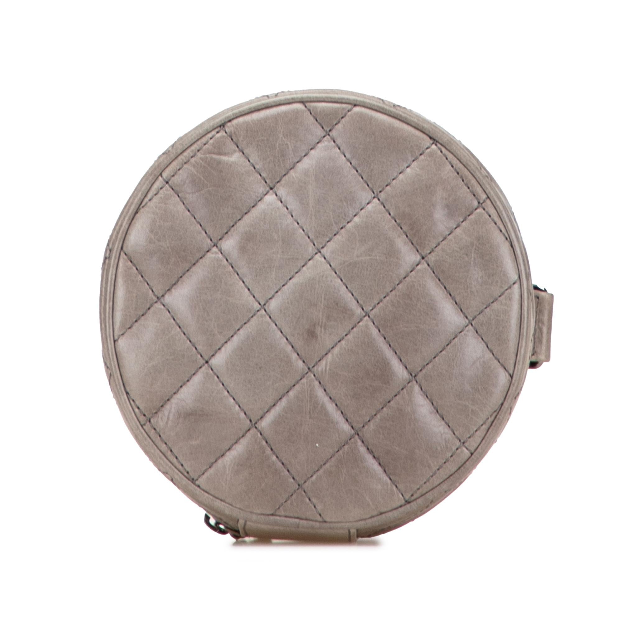 Chanel CC Quilted Aged Calfskin Round Clutch