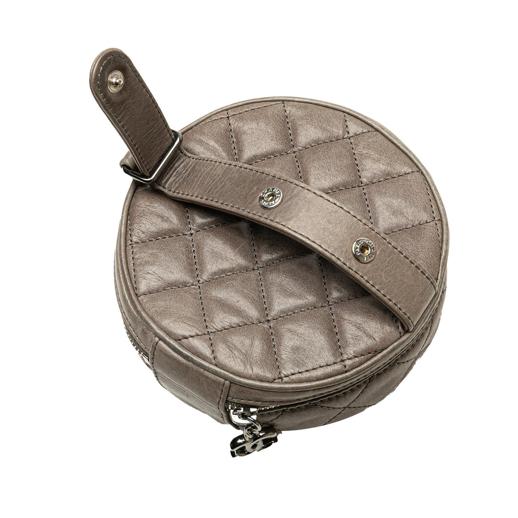 Chanel CC Quilted Aged Calfskin Round Clutch