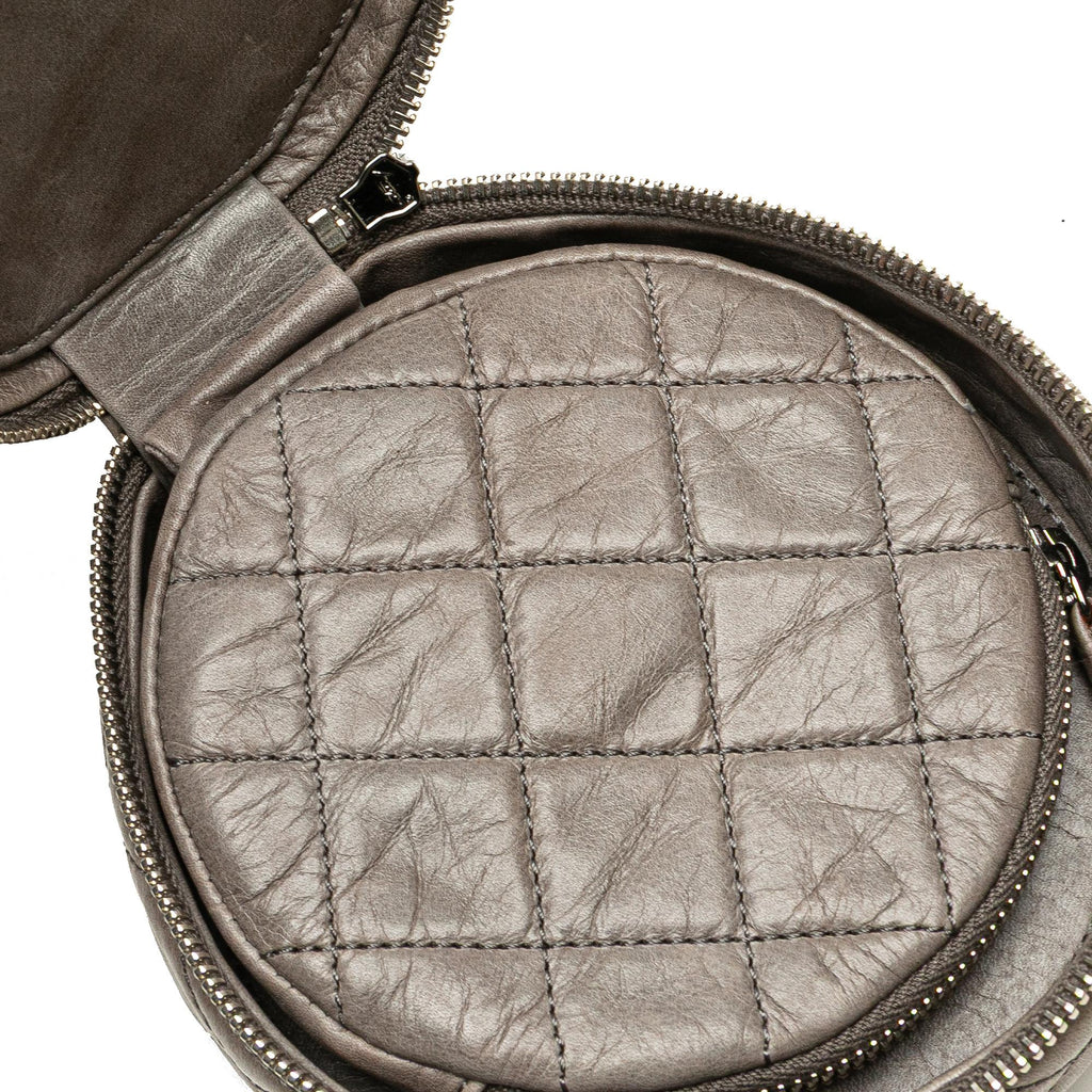 Chanel CC Quilted Aged Calfskin Round Clutch