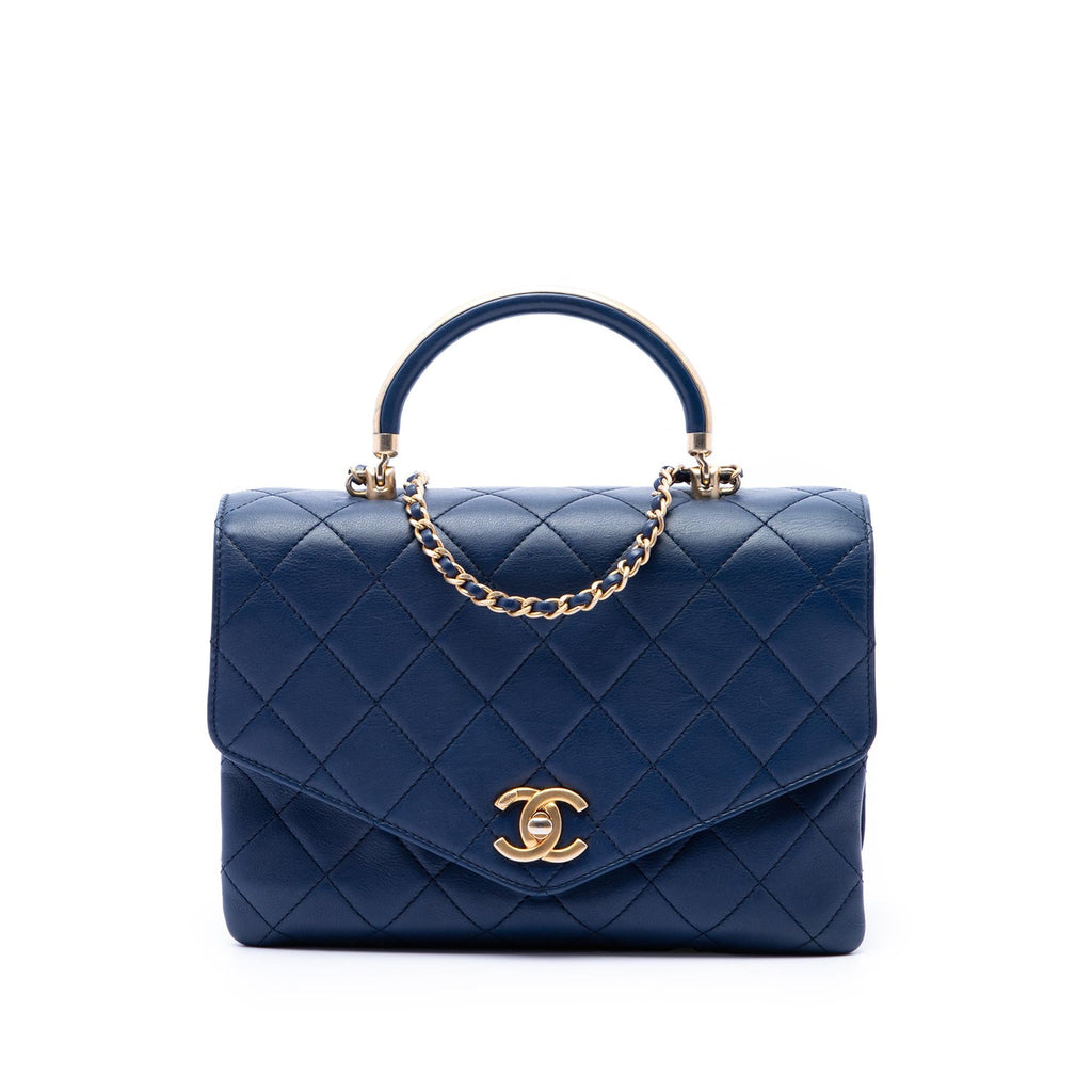 Chanel CC Quilted Calfskin Metal Top Handle Envelope Flap