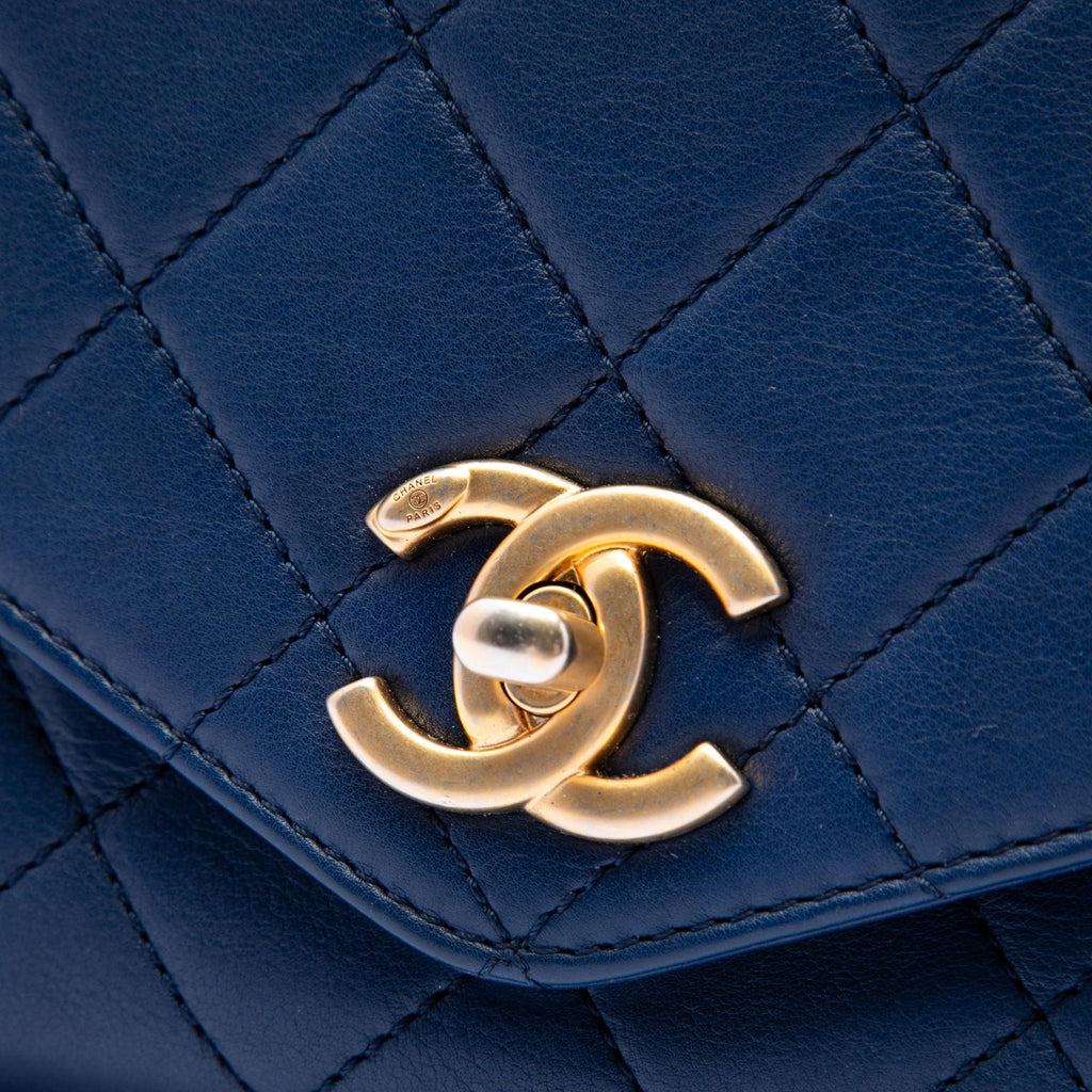 Chanel CC Quilted Calfskin Metal Top Handle Envelope Flap