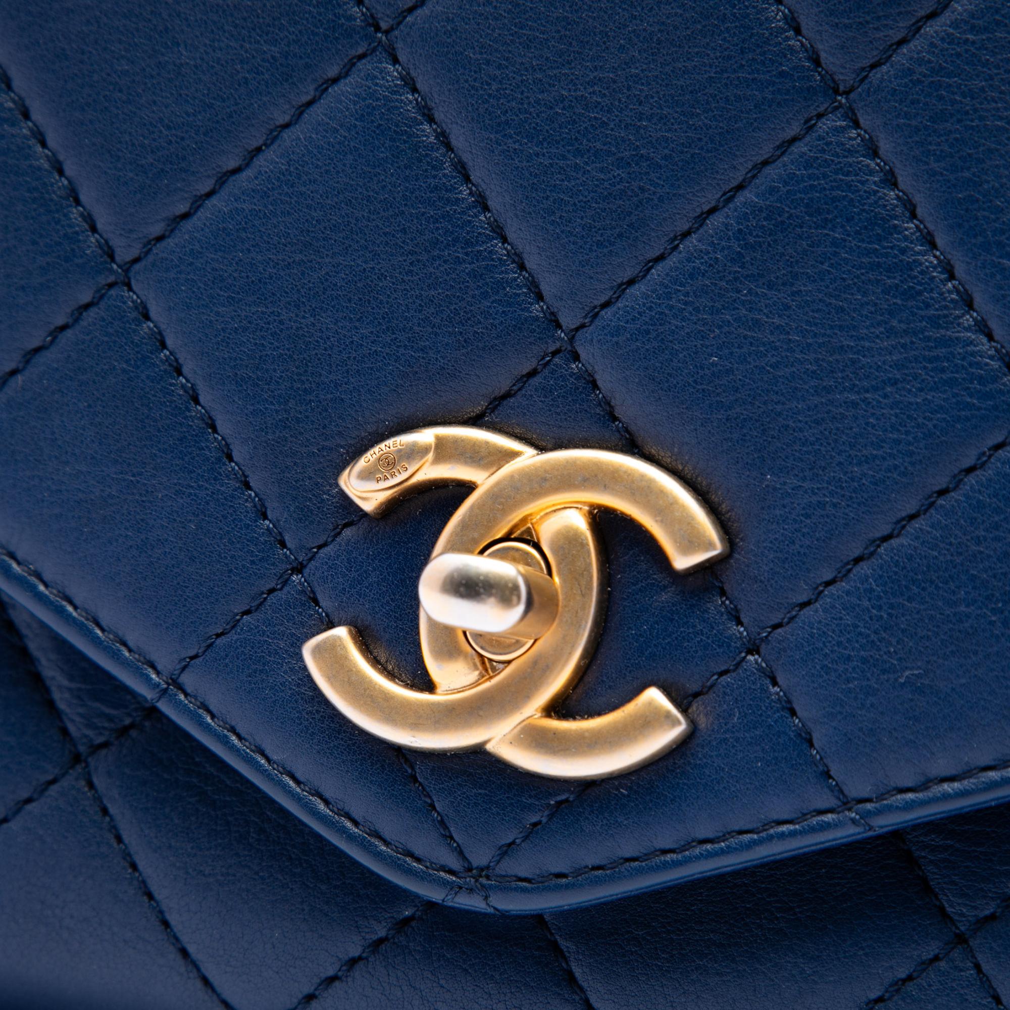 Chanel CC Quilted Calfskin Metal Top Handle Envelope Flap