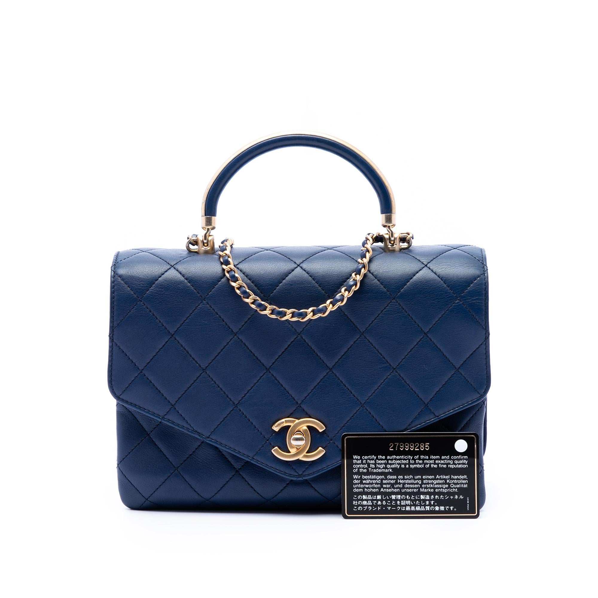 Chanel CC Quilted Calfskin Metal Top Handle Envelope Flap