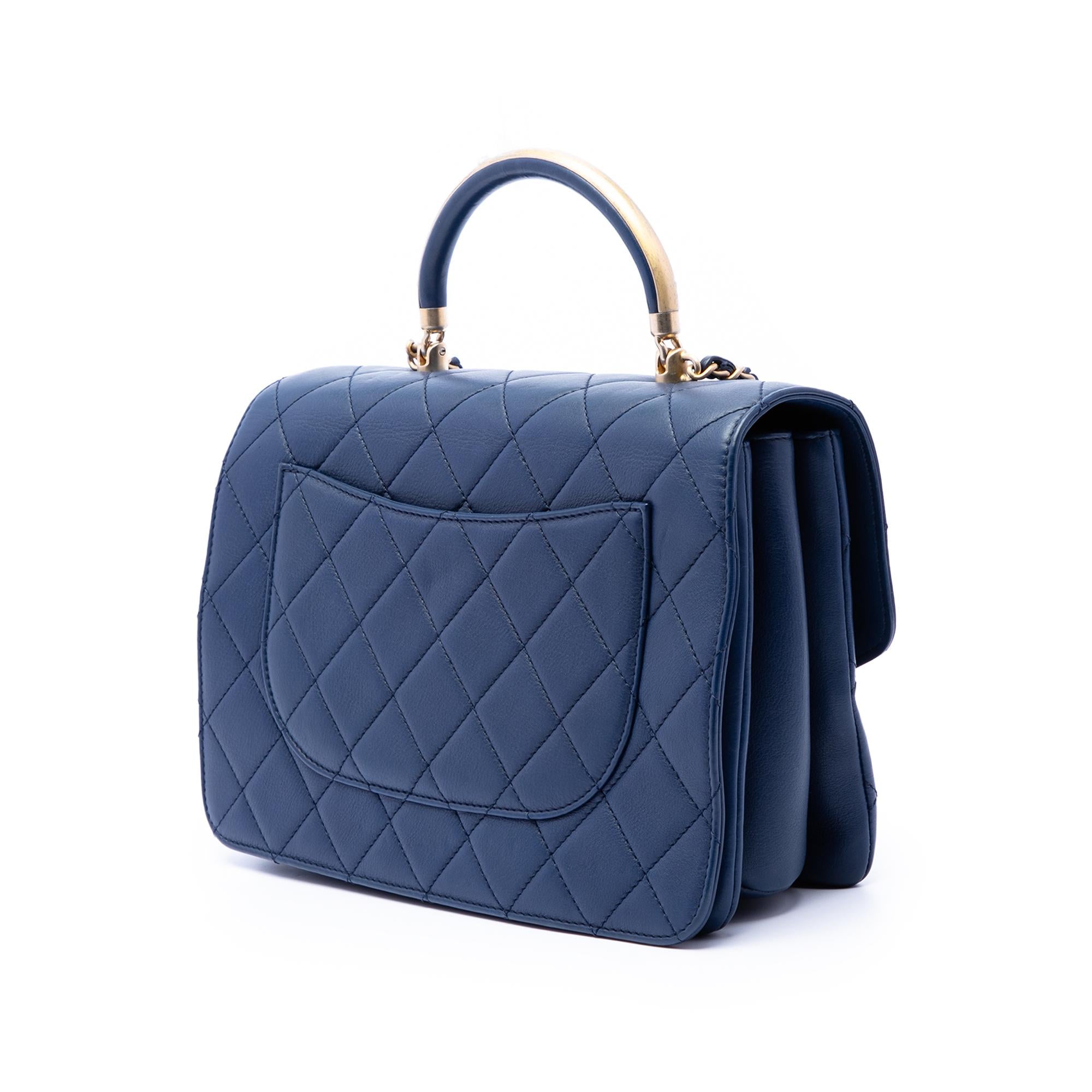 Chanel CC Quilted Calfskin Metal Top Handle Envelope Flap