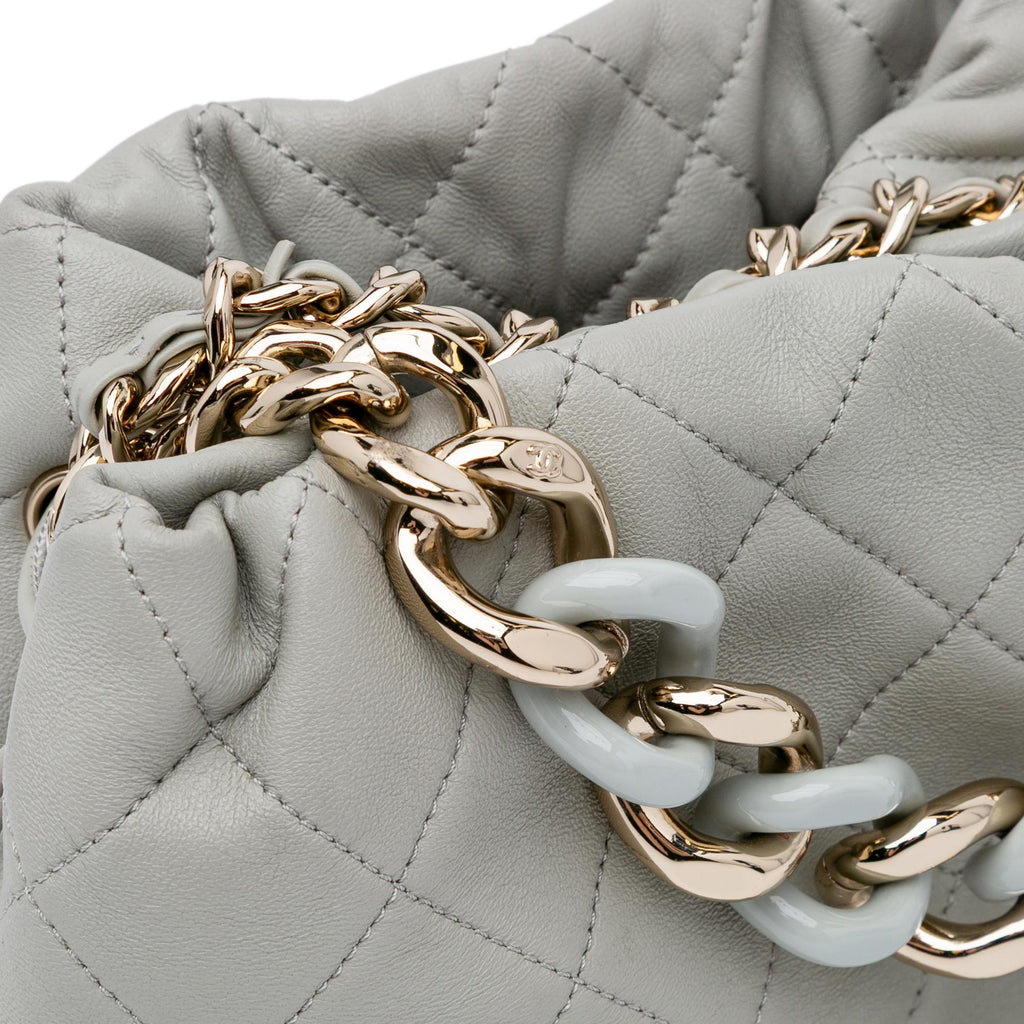 Chanel CC Quilted Calfskin Resin Bi-Color Chain Bucket Bag