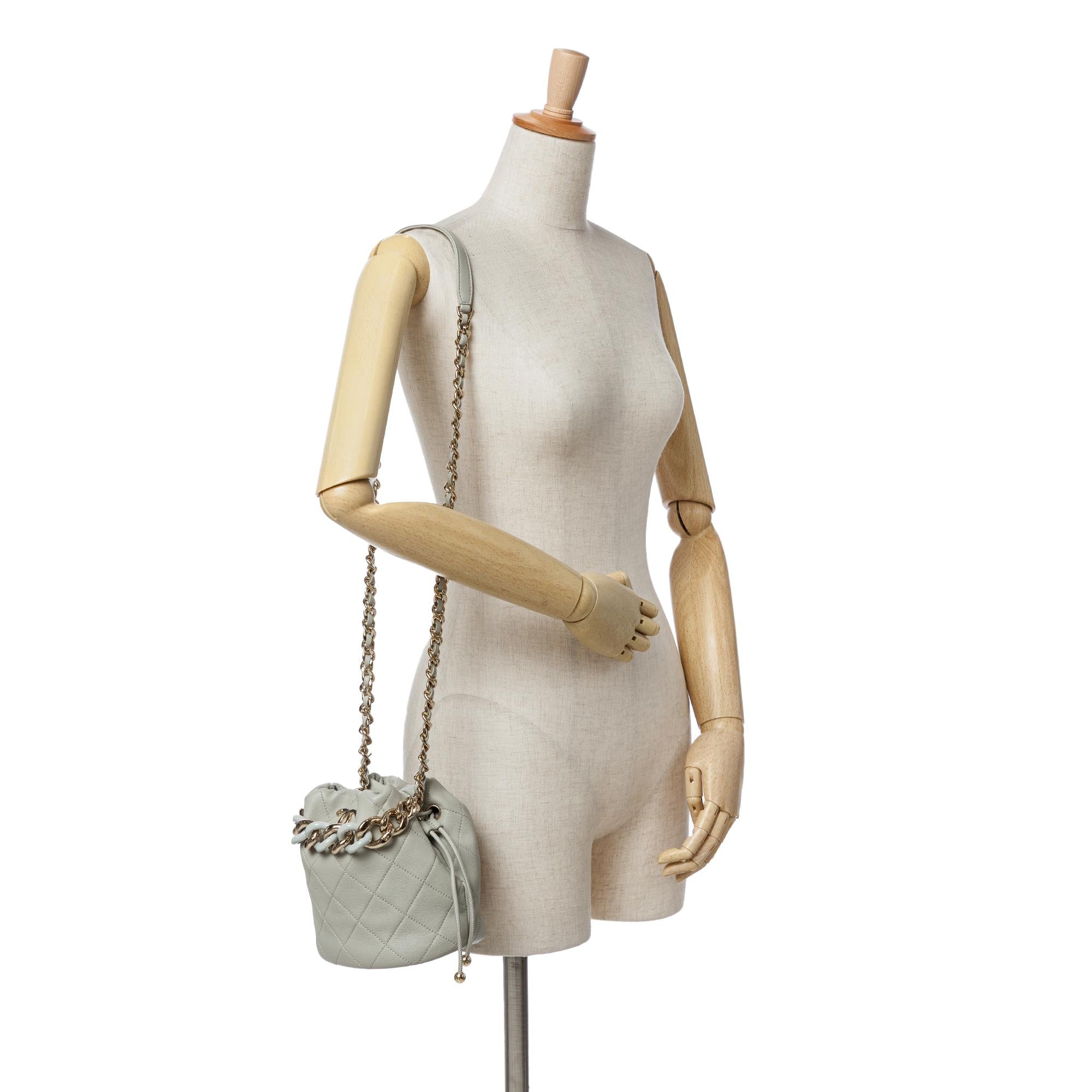 Chanel CC Quilted Calfskin Resin Bi-Color Chain Bucket Bag