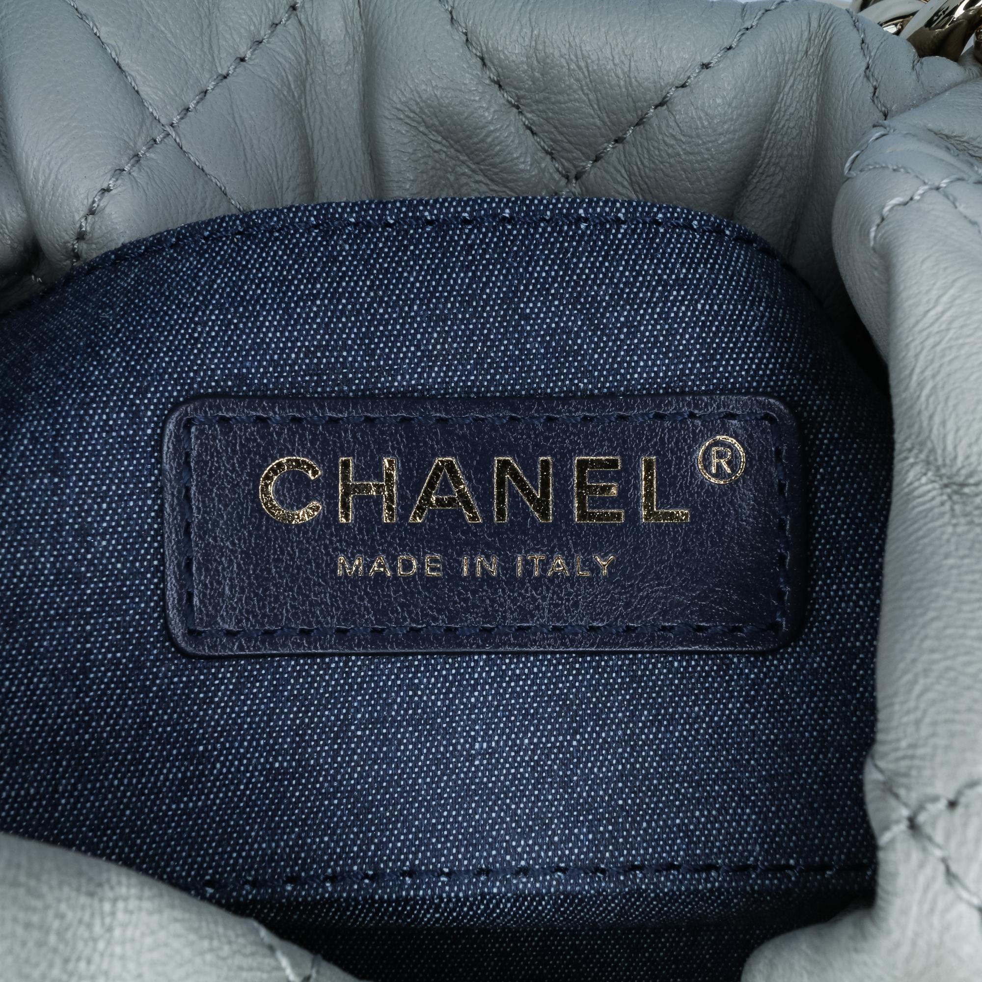 Chanel CC Quilted Calfskin Resin Bi-Color Chain Bucket Bag