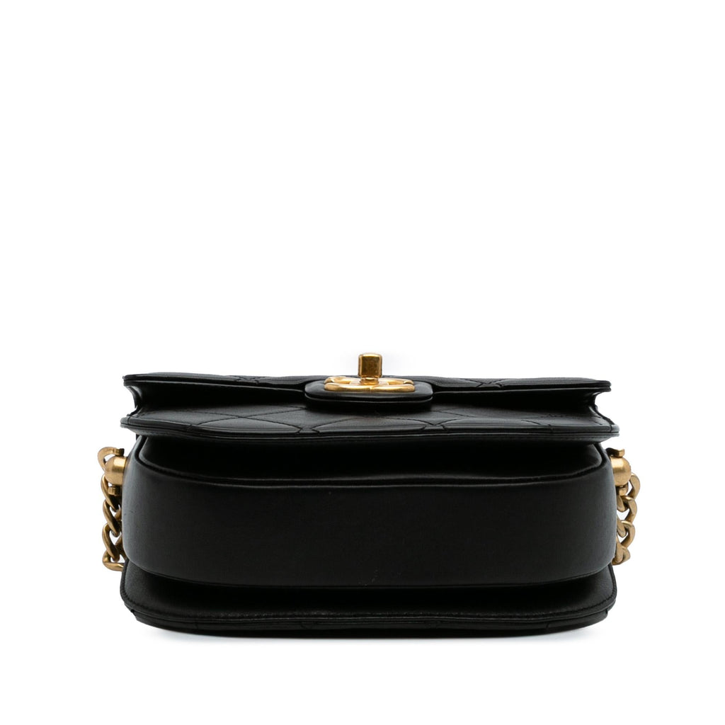 Chanel CC Quilted Calfskin Round Moon Messenger Flap