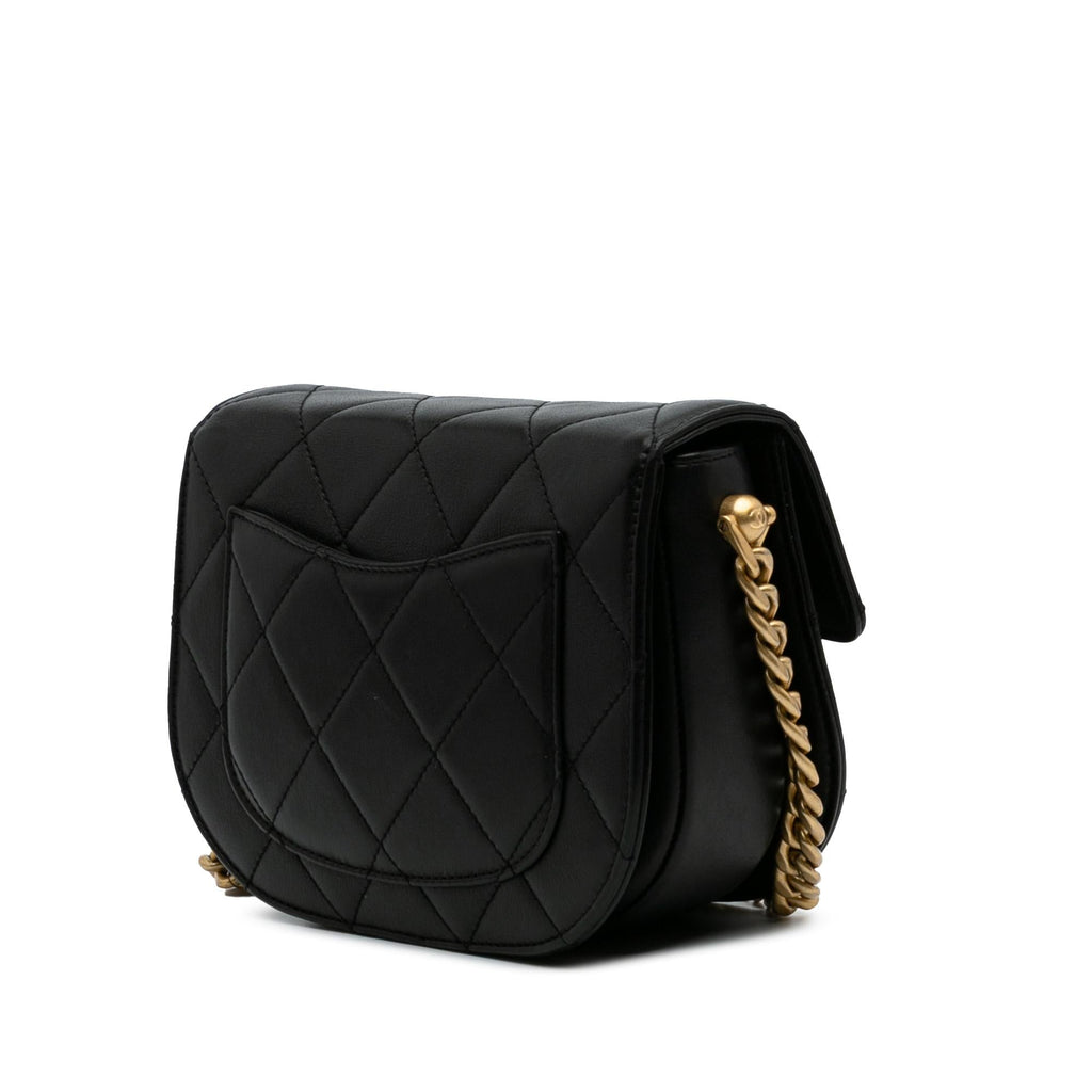 Chanel CC Quilted Calfskin Round Moon Messenger Flap