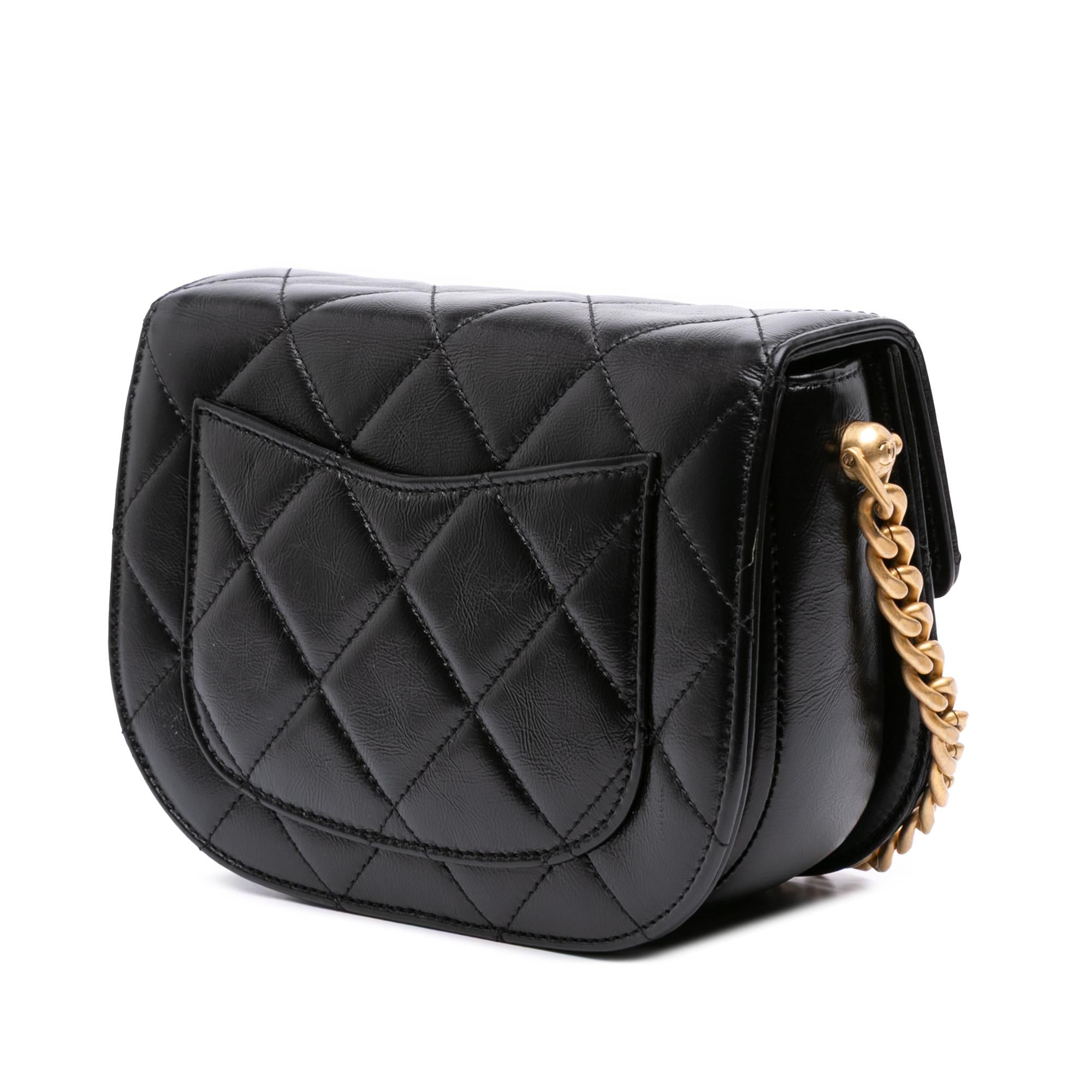 Chanel CC Quilted Calfskin Round Moon Messenger Flap