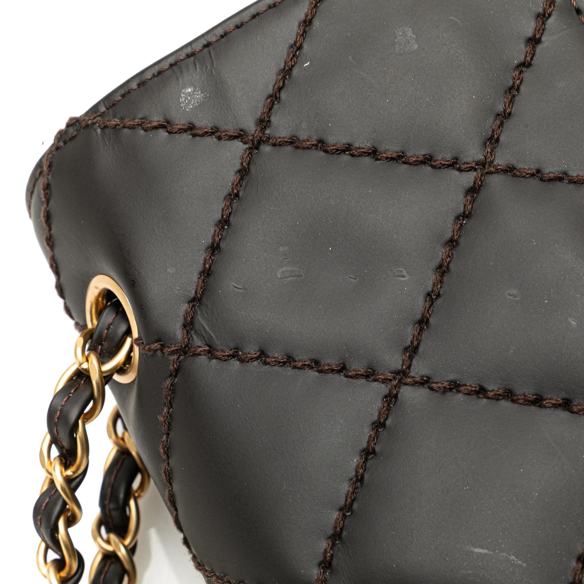 Chanel CC Quilted Calfskin Wild Stitch Flap