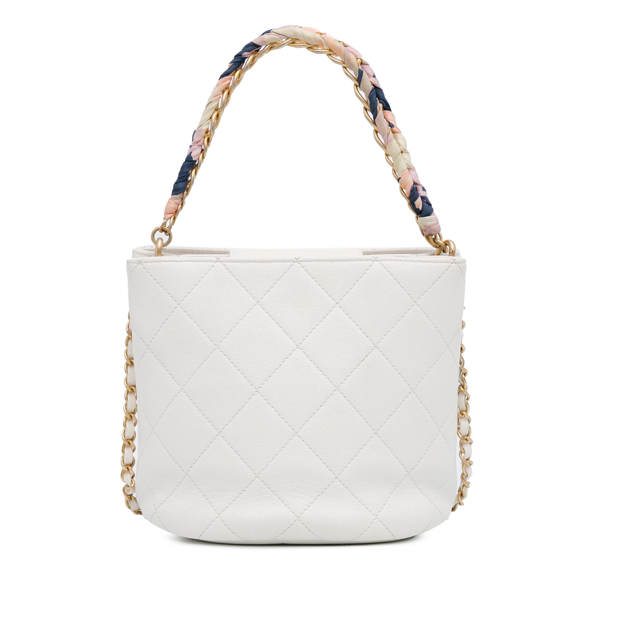 Chanel CC Quilted Caviar Chain Scarf Handle Bucket Bag (SHG-AuAIp1)