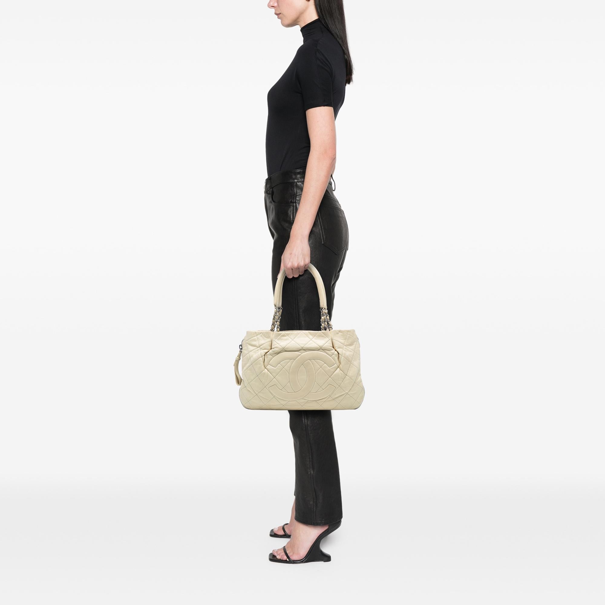 Chanel CC Quilted Caviar Expandable Tote