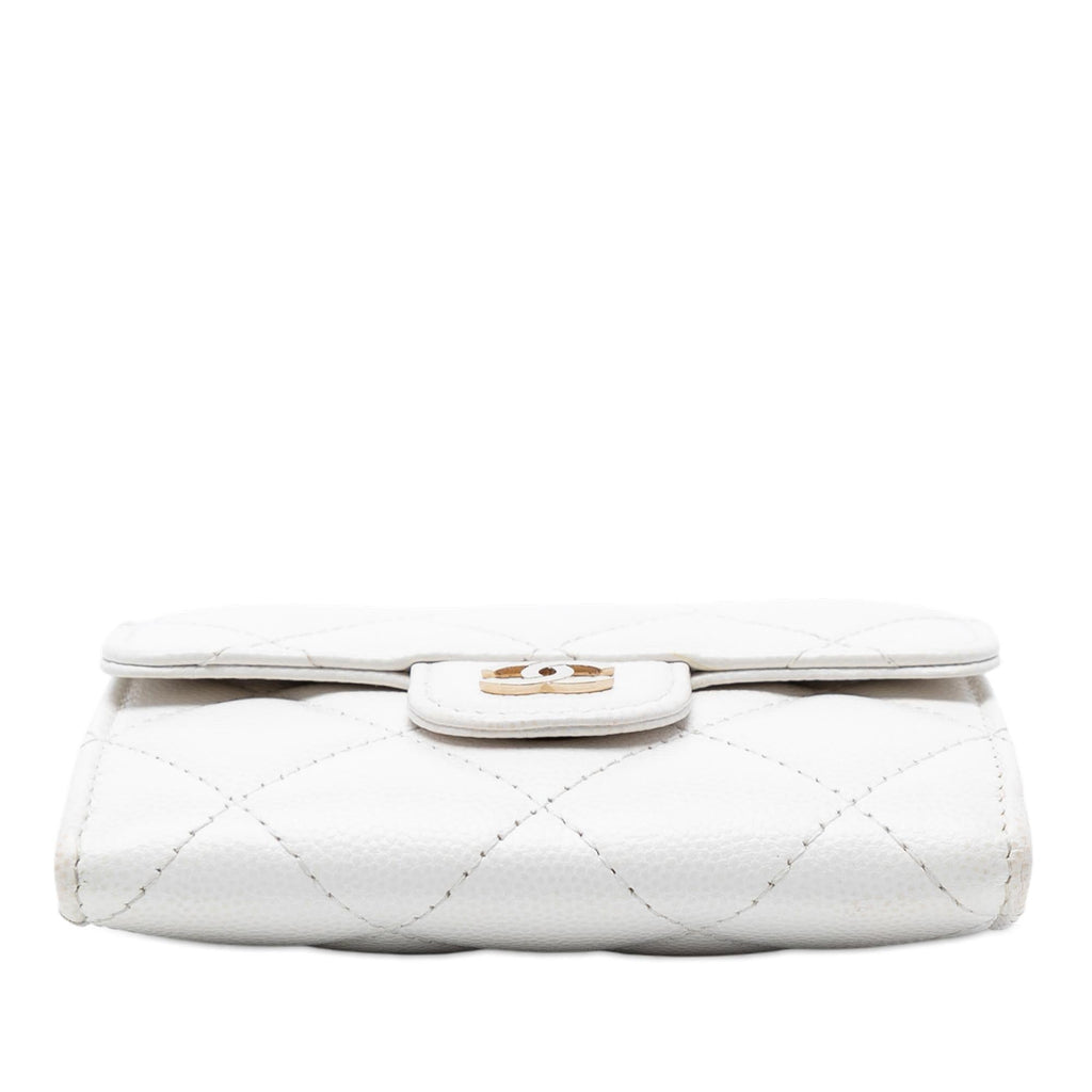 Chanel CC Quilted Caviar Flap Card Holder with Chain