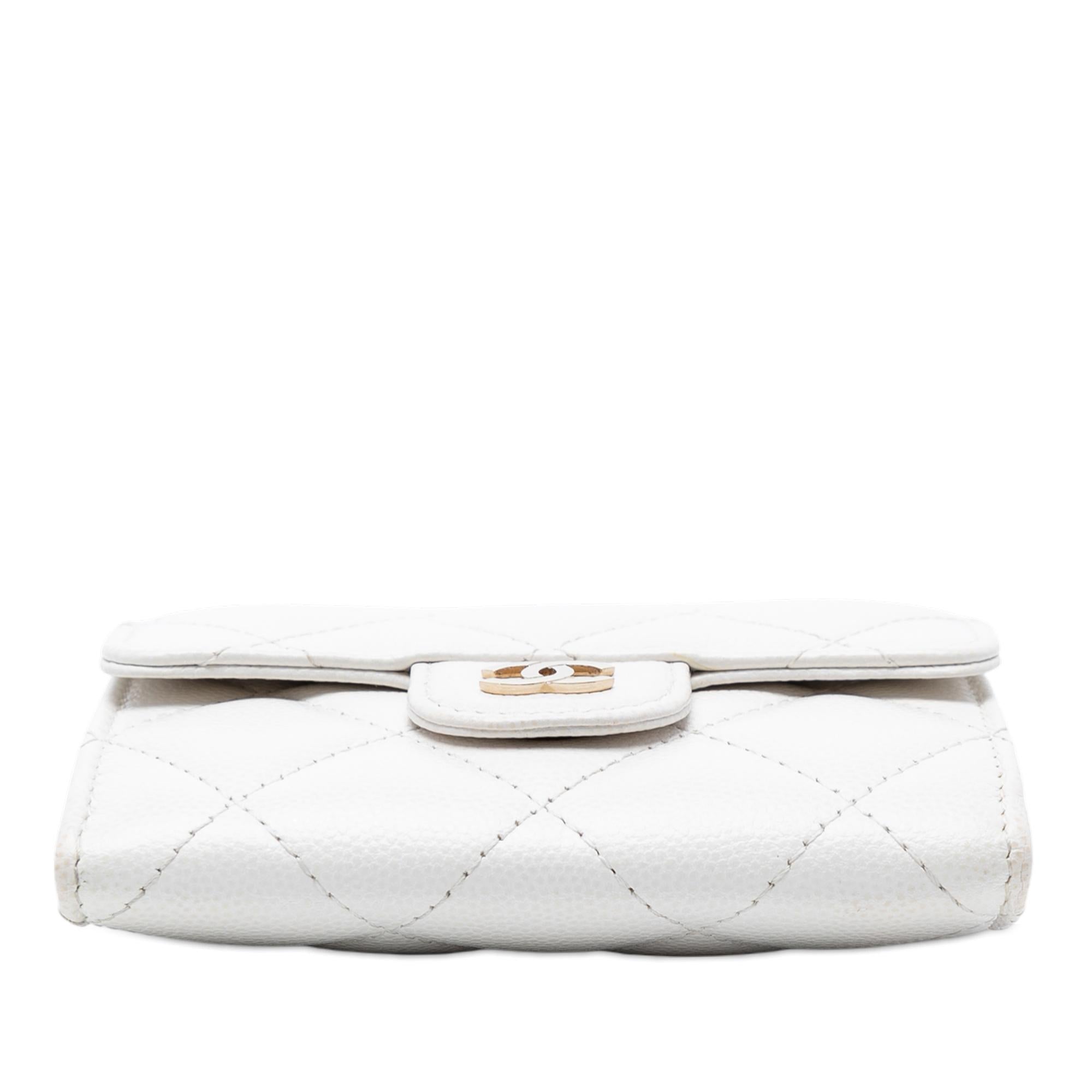 Chanel CC Quilted Caviar Flap Card Holder with Chain