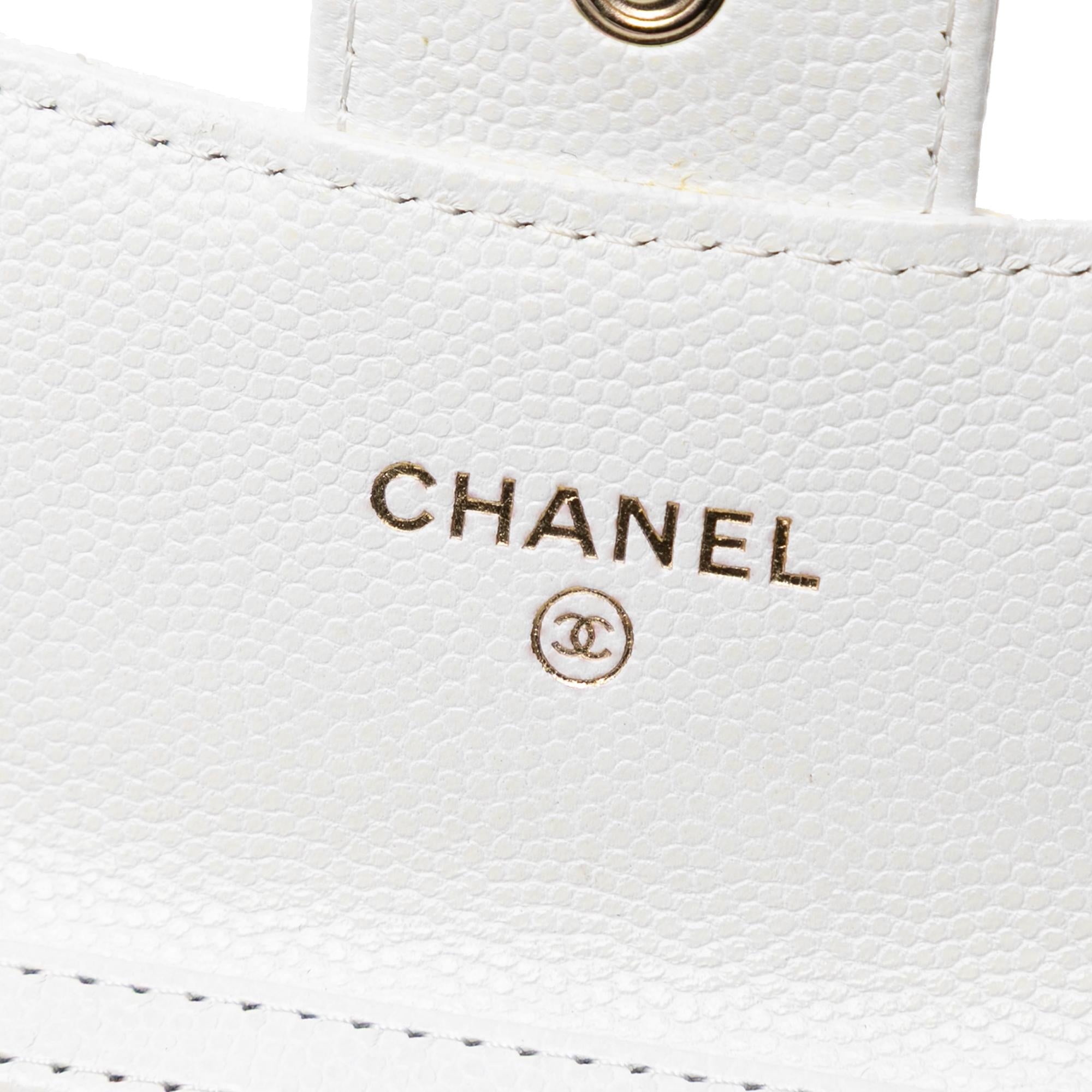 Chanel CC Quilted Caviar Flap Card Holder with Chain