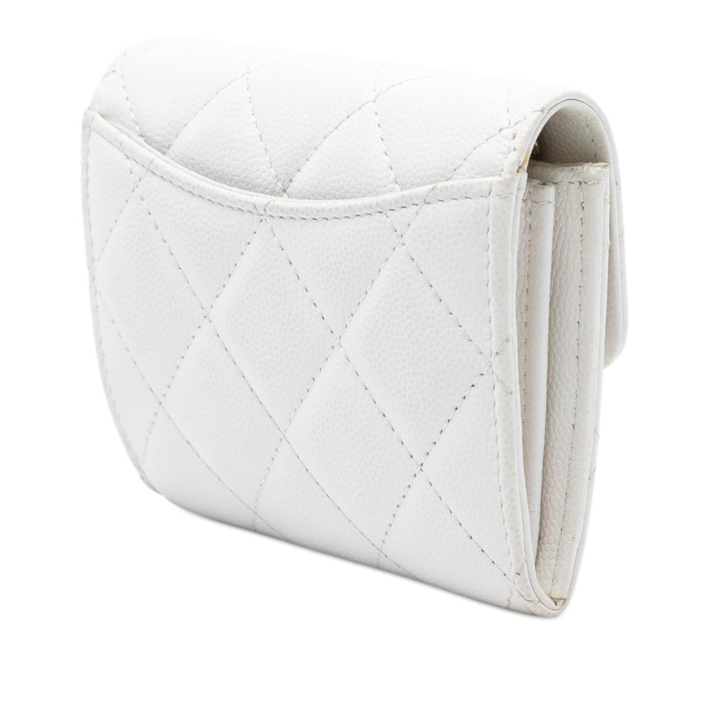 Chanel CC Quilted Caviar Flap Card Holder with Chain