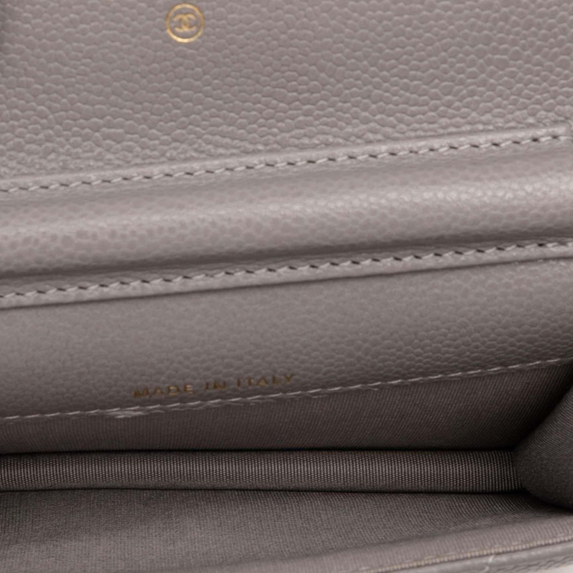 Chanel CC Quilted Caviar Miss Coco Clutch With Chain