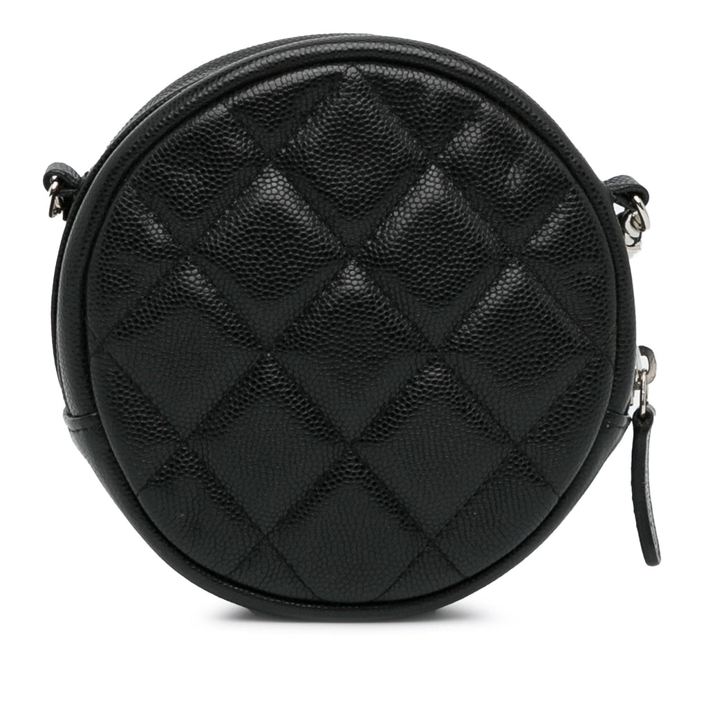 Chanel CC Quilted Caviar Round Clutch With Chain (SHG-Zm82jl)