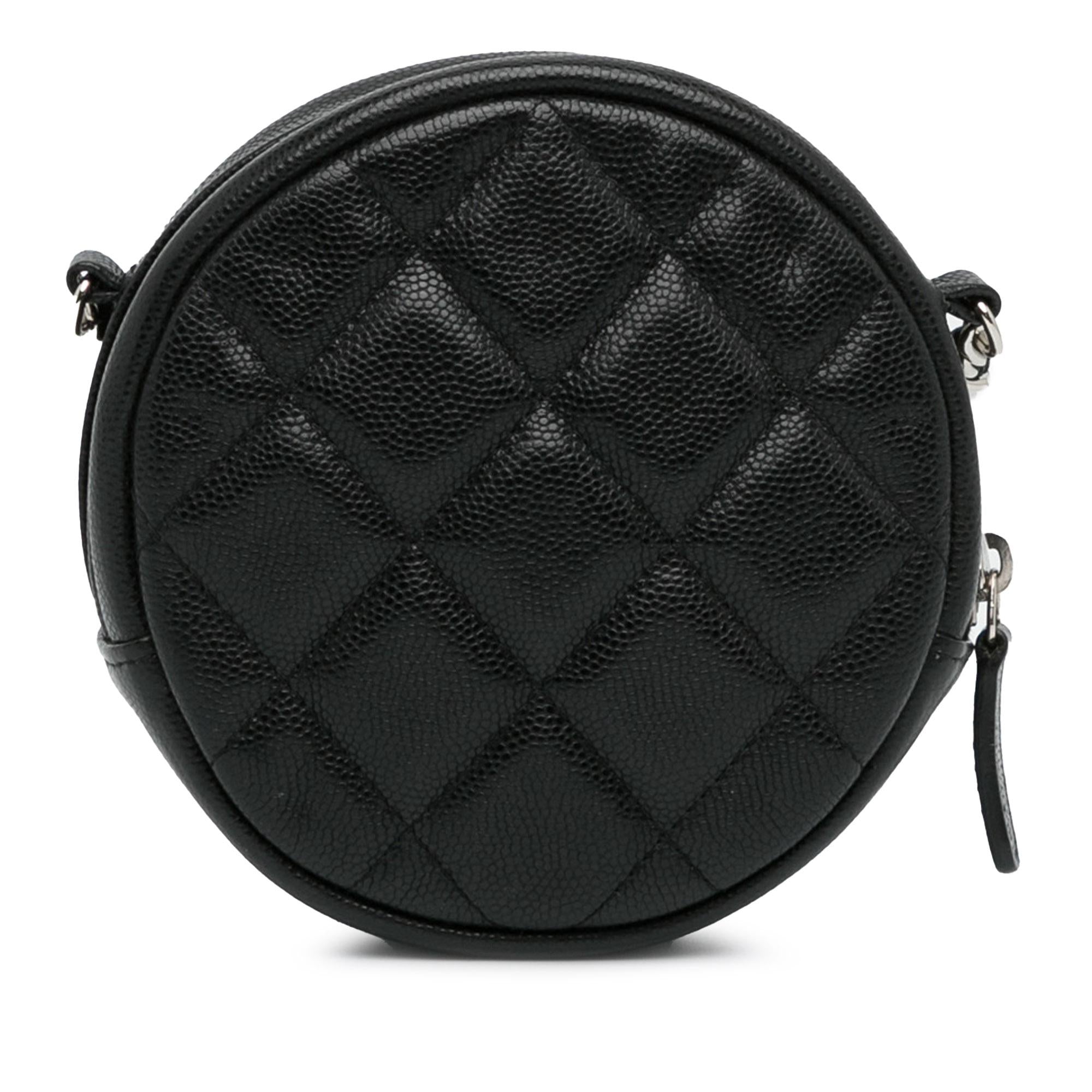 Chanel CC Quilted Caviar Round Clutch With Chain (SHG-Zm82jl)