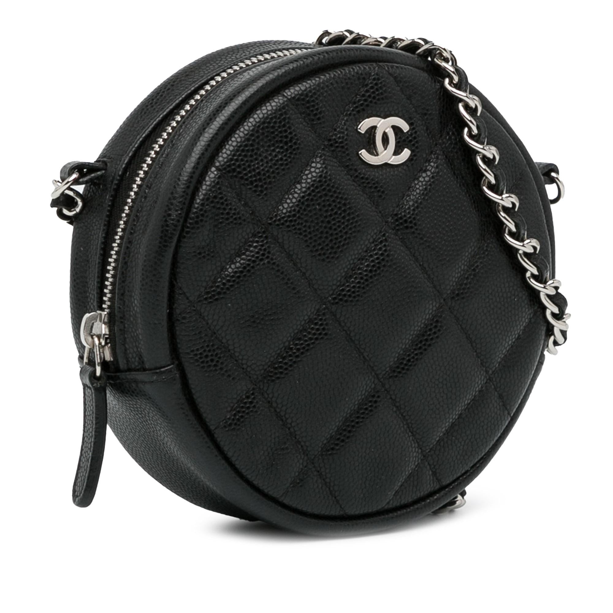 Chanel CC Quilted Caviar Round Clutch With Chain (SHG-Zm82jl)