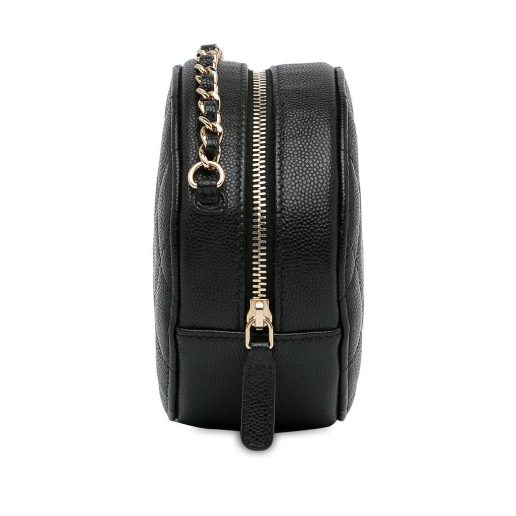 Chanel CC Quilted Caviar Round Clutch With Chain (SHG-ov2ka3)