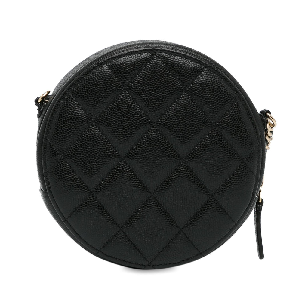 Chanel CC Quilted Caviar Round Clutch With Chain (SHG-ov2ka3)