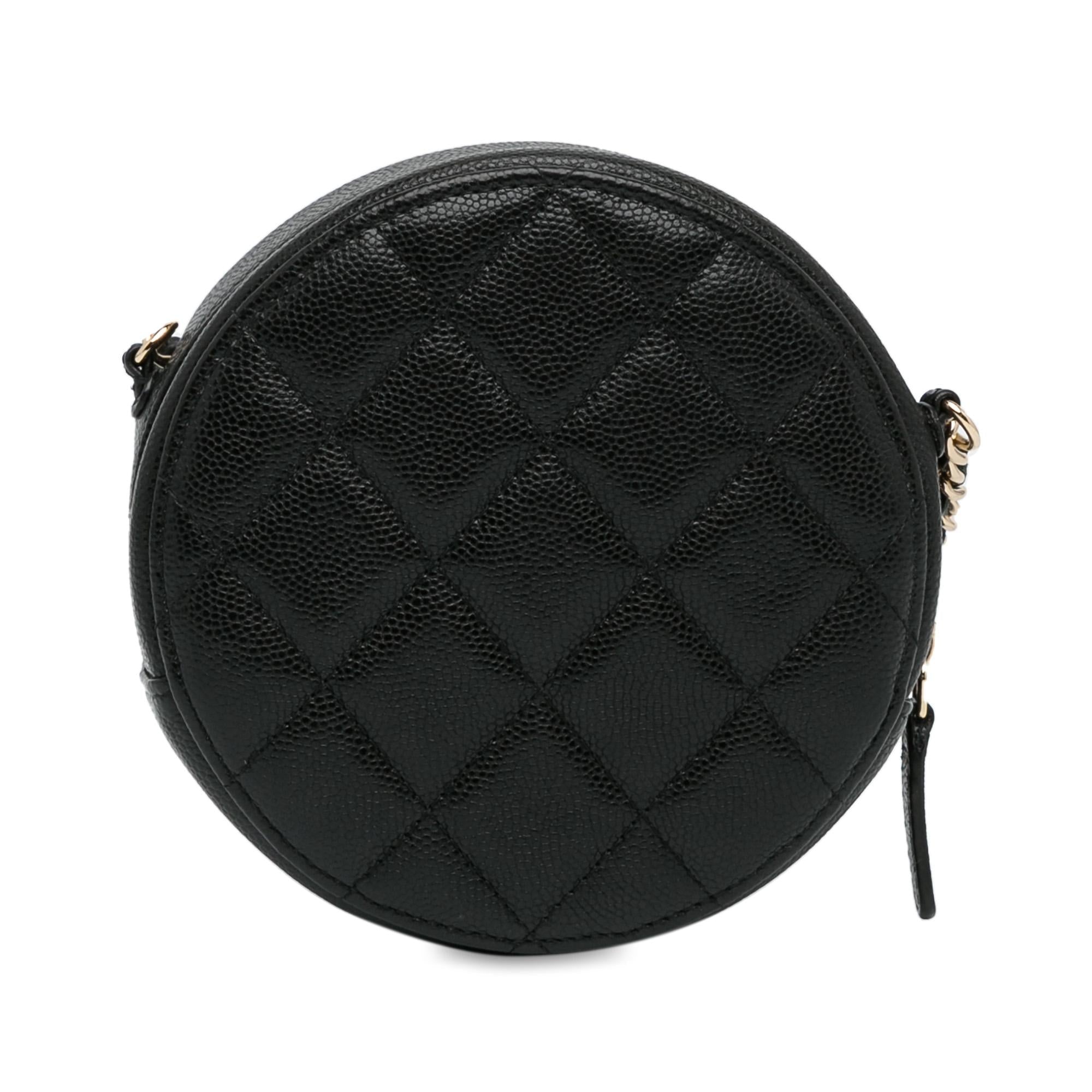 Chanel CC Quilted Caviar Round Clutch With Chain (SHG-ov2ka3)