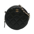 Chanel CC Quilted Caviar Round Clutch With Chain (SHG-ov2ka3)