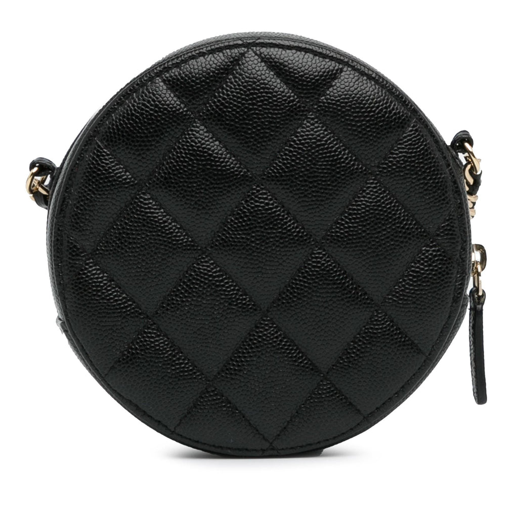 Chanel CC Quilted Caviar Round Clutch With Chain (SHG-QNFerj)