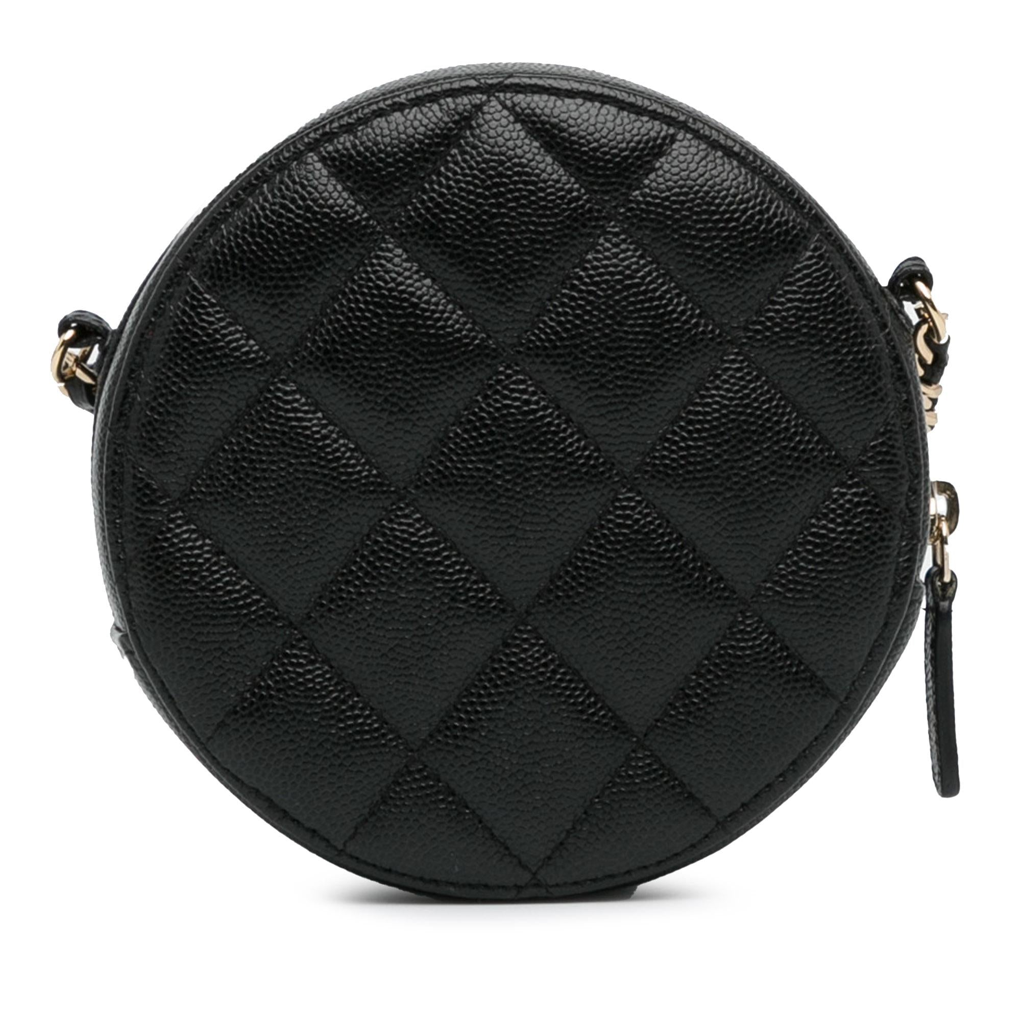 Chanel CC Quilted Caviar Round Clutch With Chain (SHG-QNFerj)