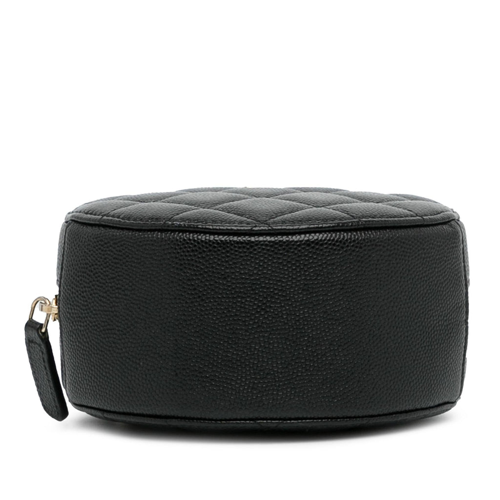Chanel CC Quilted Caviar Round Clutch With Chain (SHG-QNFerj)