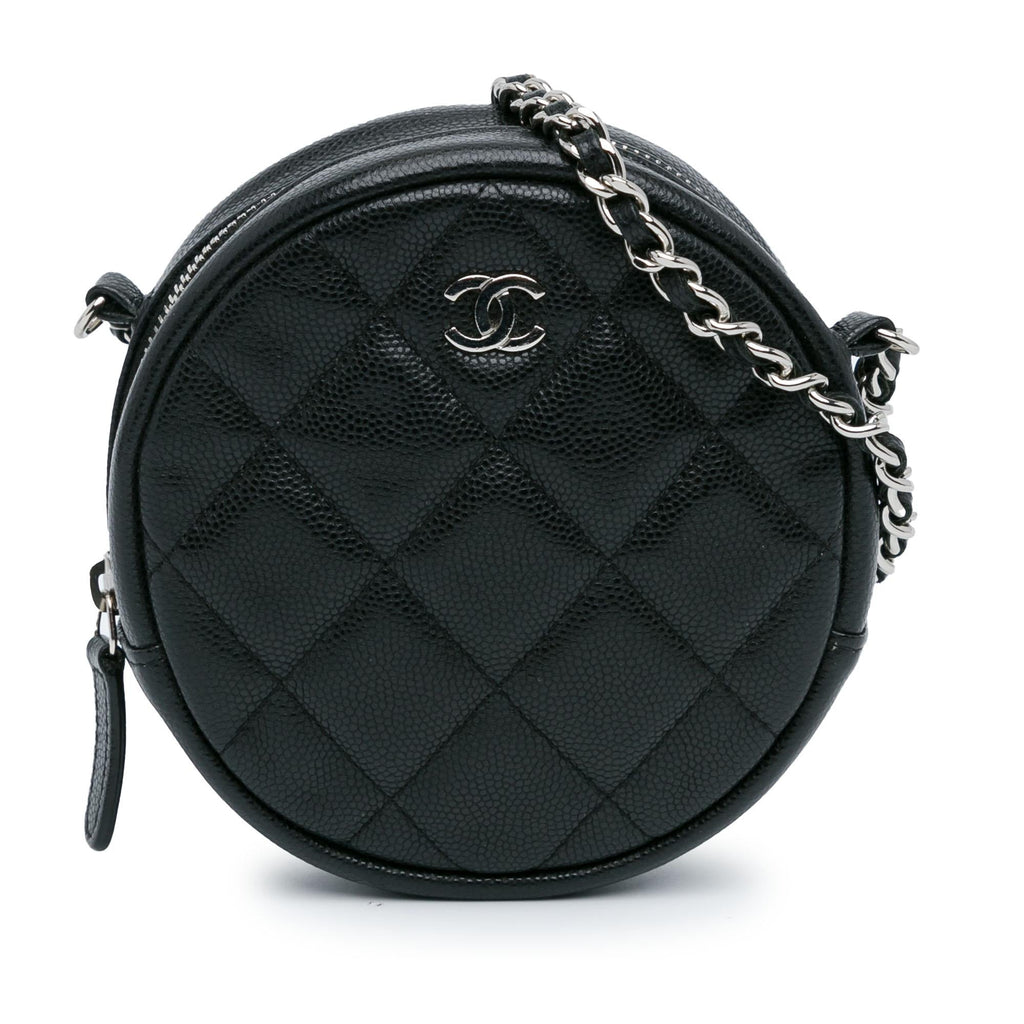 Chanel CC Quilted Caviar Round Clutch With Chain (SHG-jxh22e)