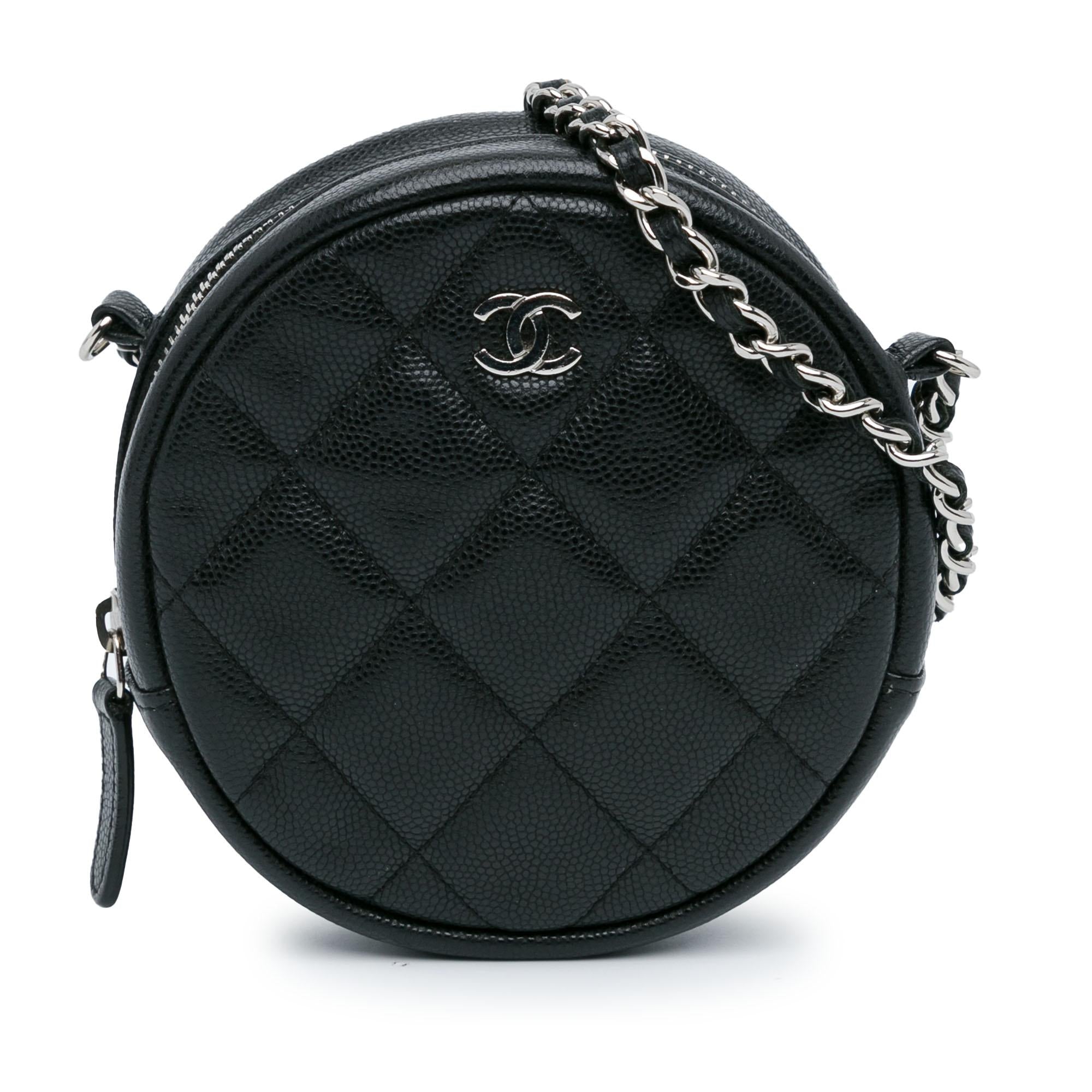 Chanel CC Quilted Caviar Round Clutch With Chain (SHG-jxh22e)
