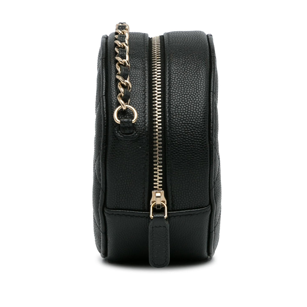 Chanel CC Quilted Caviar Round Clutch With Chain (SHG-Uqg8kK)