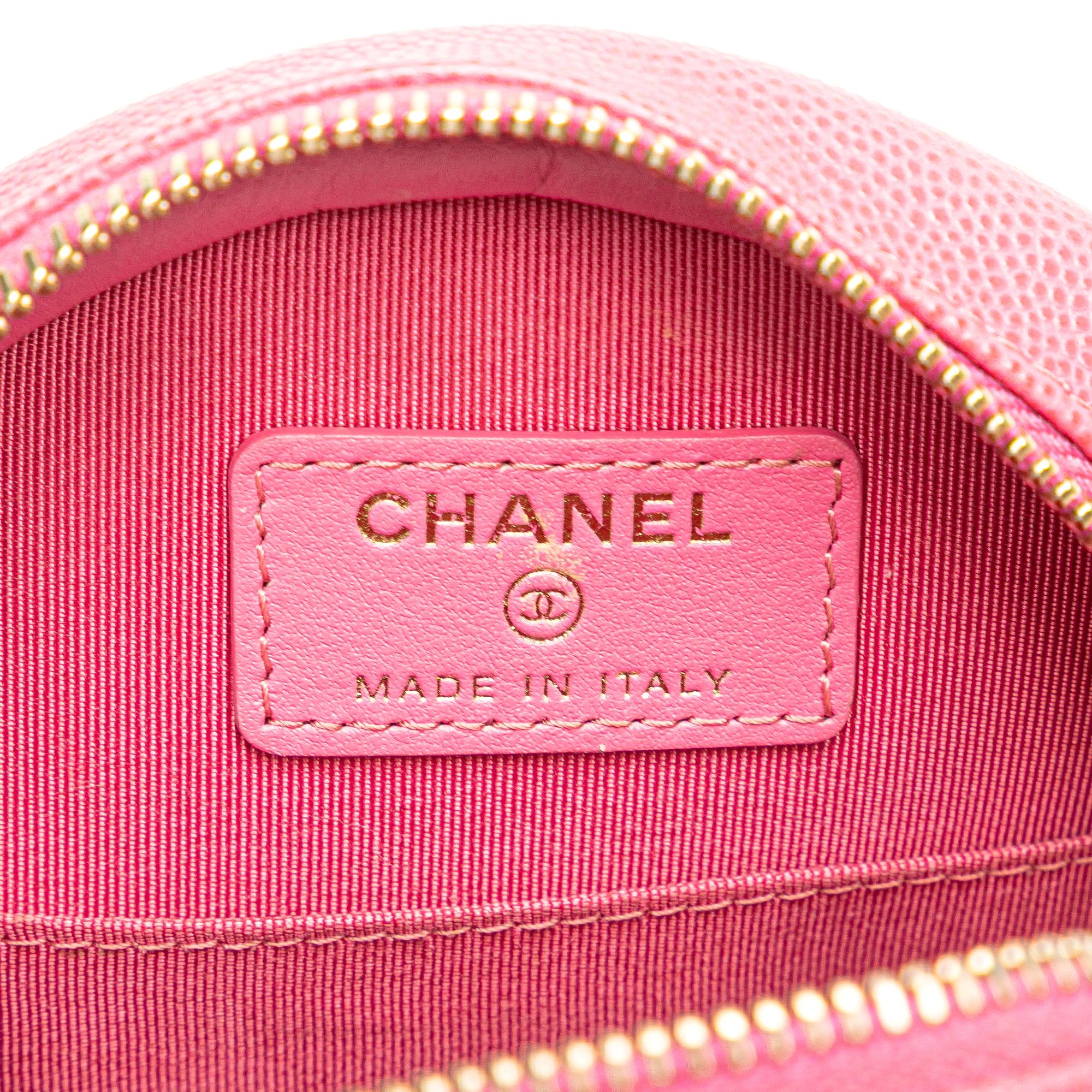 Chanel CC Quilted Caviar Round Clutch With Chain