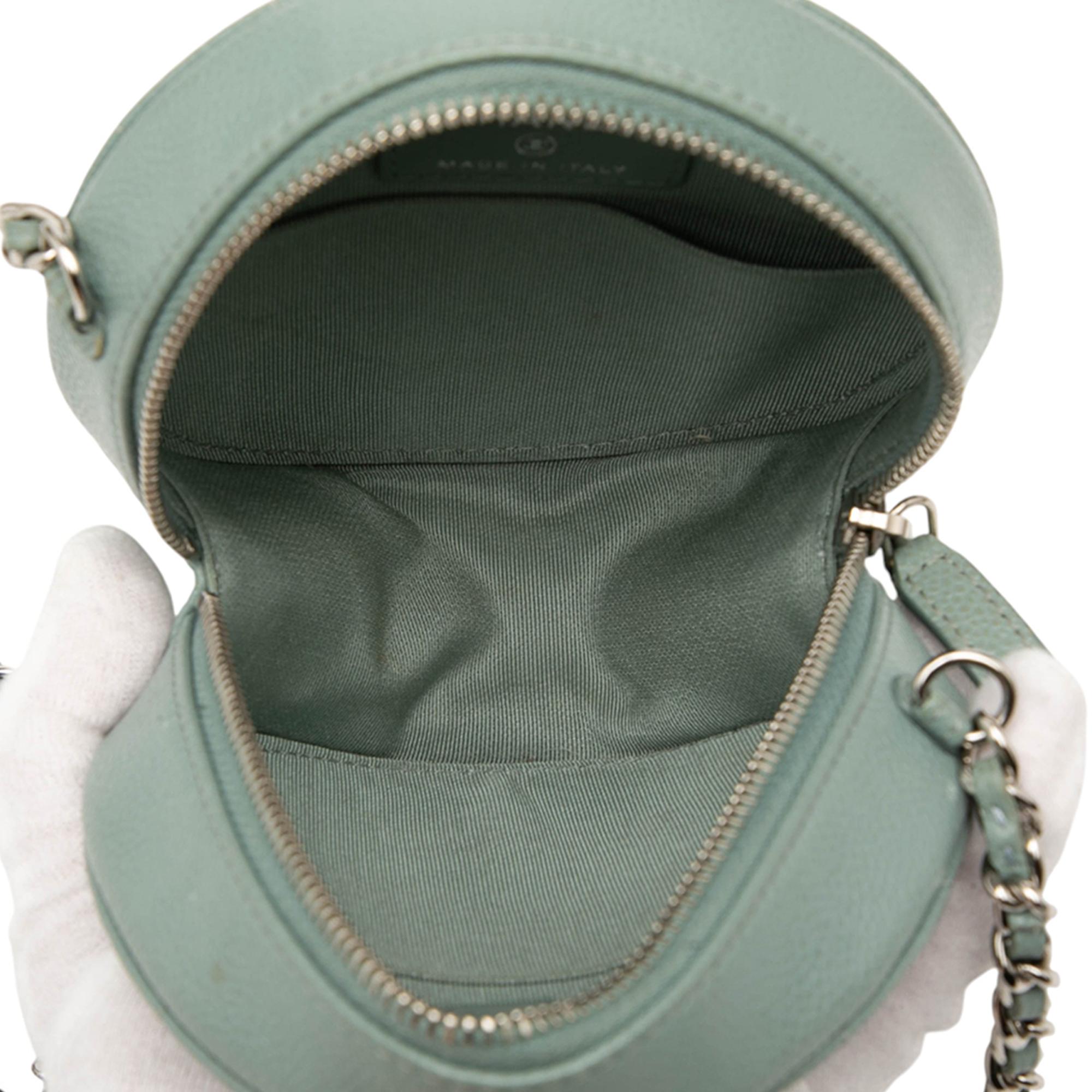 Chanel CC Quilted Caviar Round Clutch With Chain