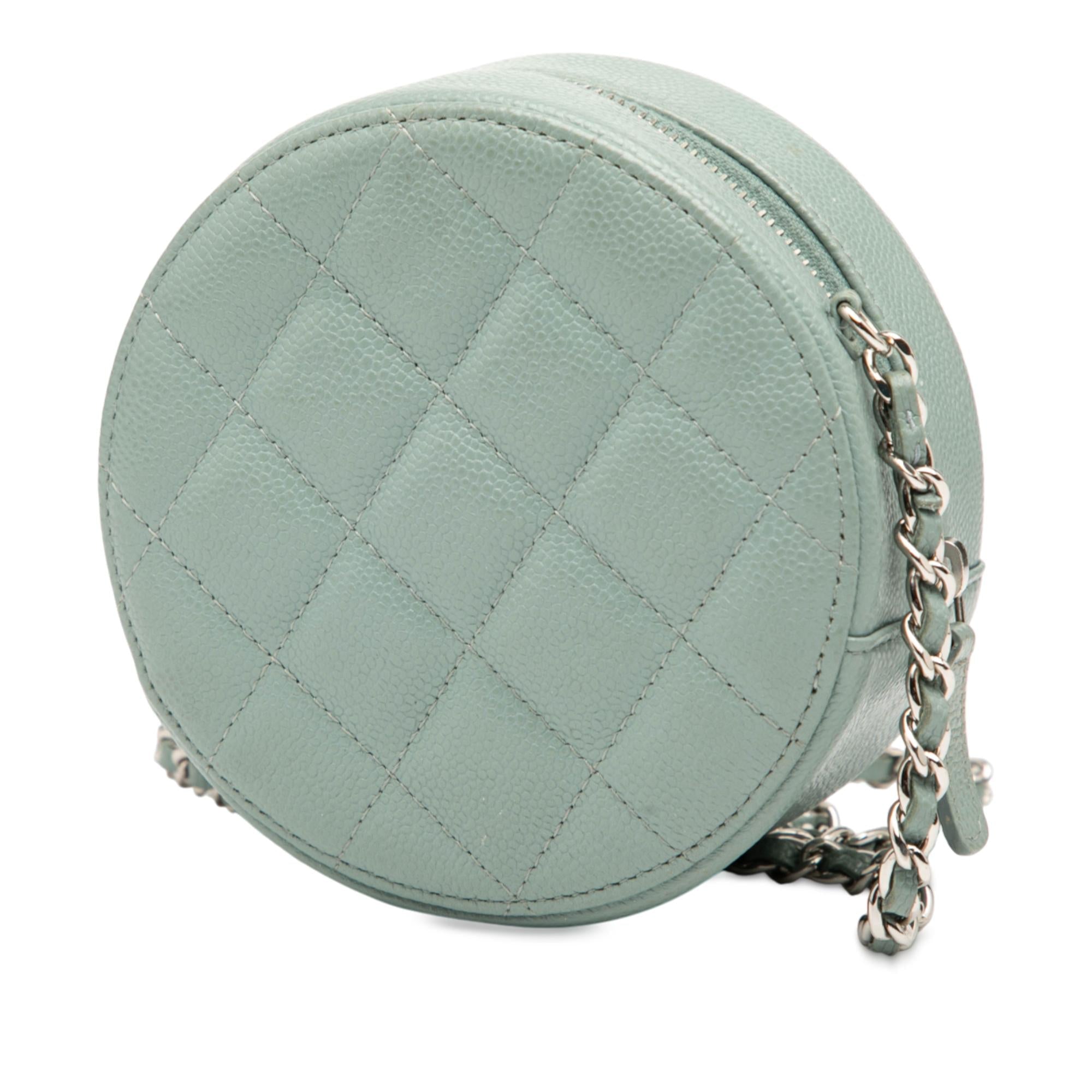 Chanel CC Quilted Caviar Round Clutch With Chain