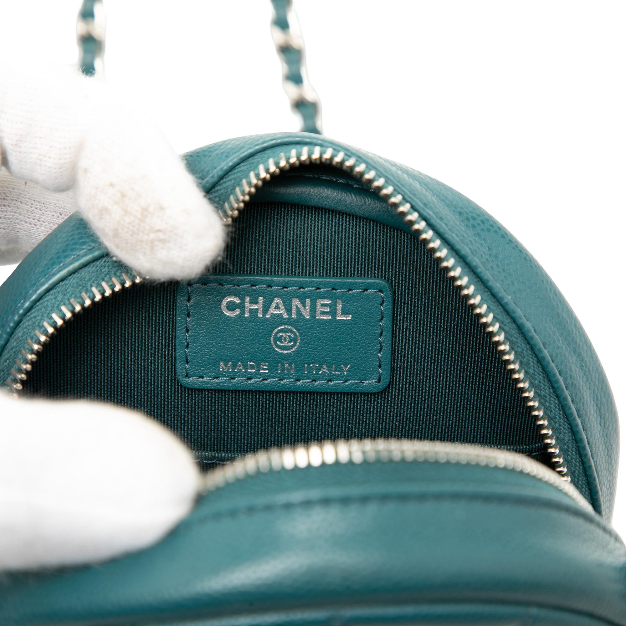 Chanel CC Quilted Caviar Round Clutch With Chain