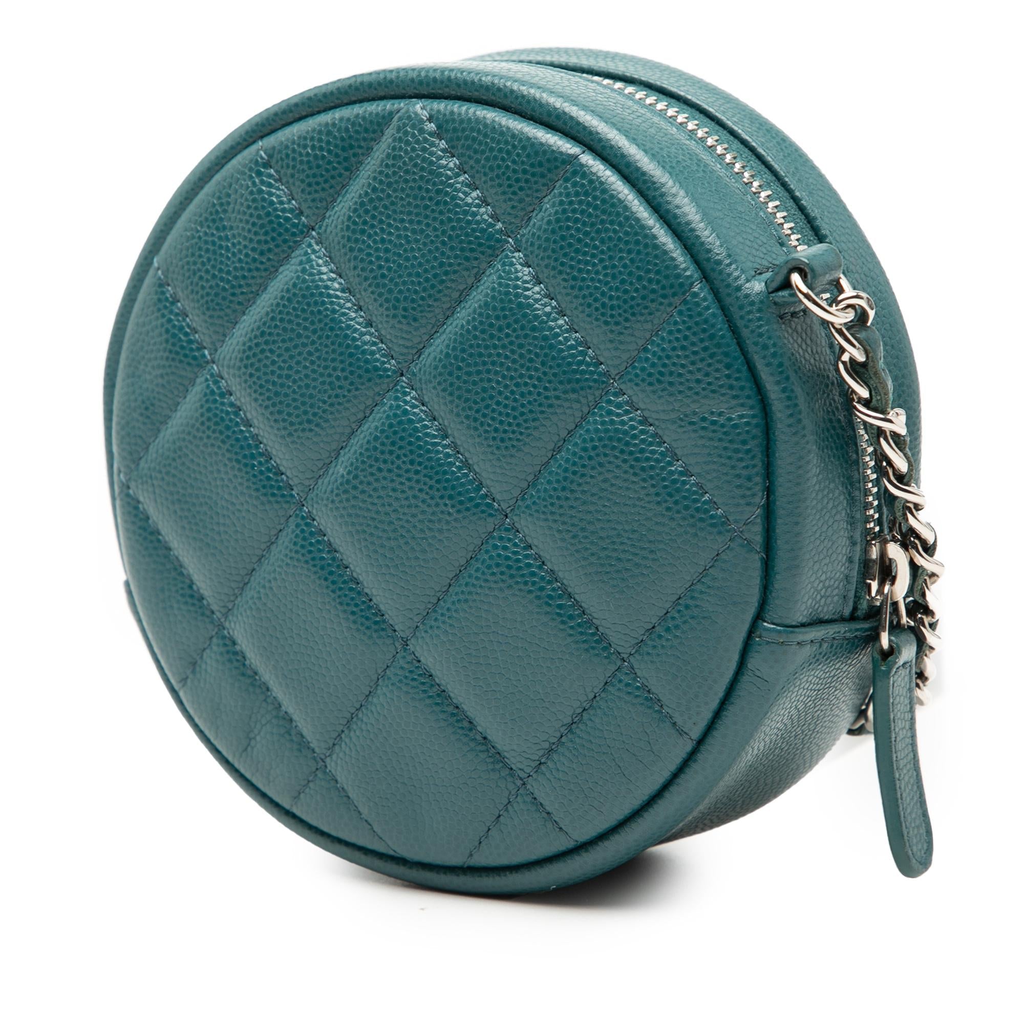Chanel CC Quilted Caviar Round Clutch With Chain