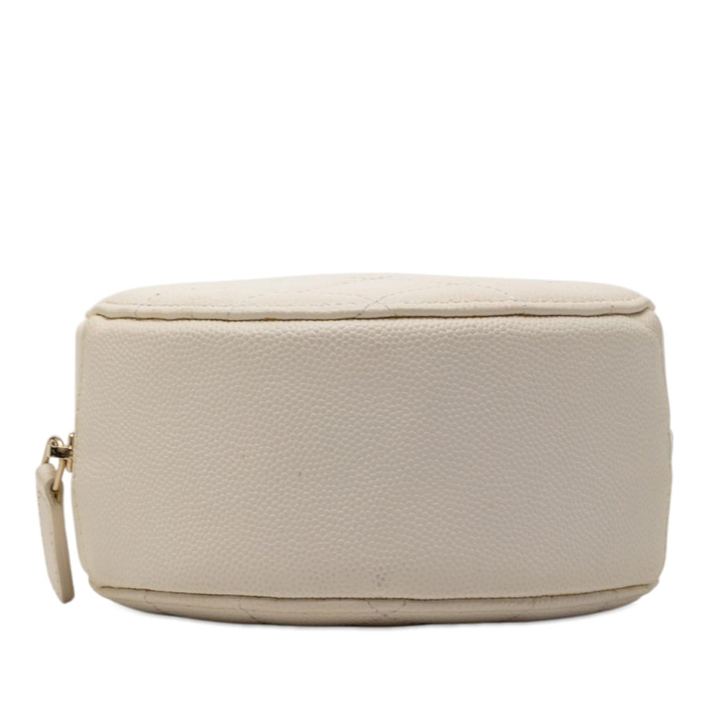 Chanel CC Quilted Caviar Round Clutch With Chain