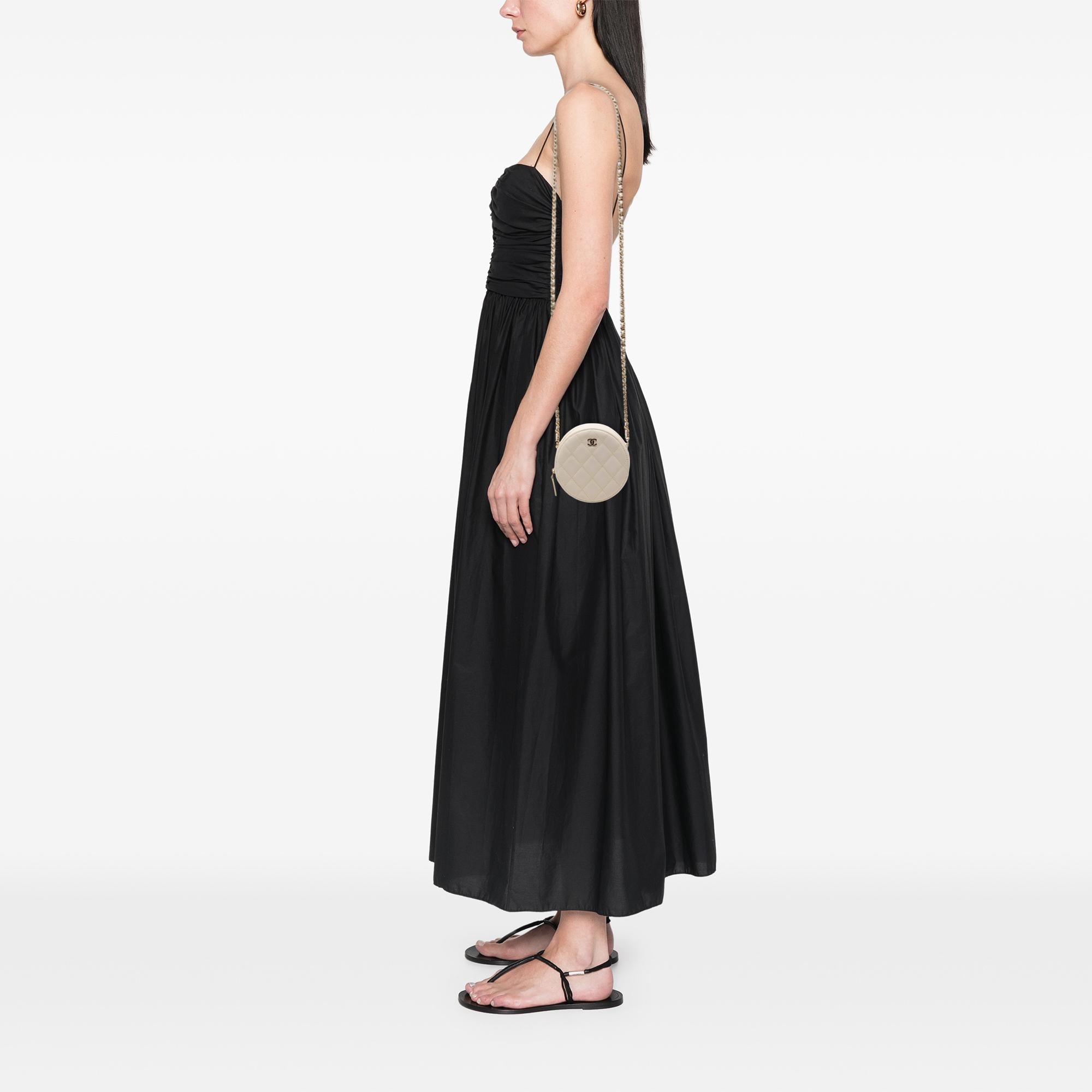 Chanel CC Quilted Caviar Round Clutch With Chain