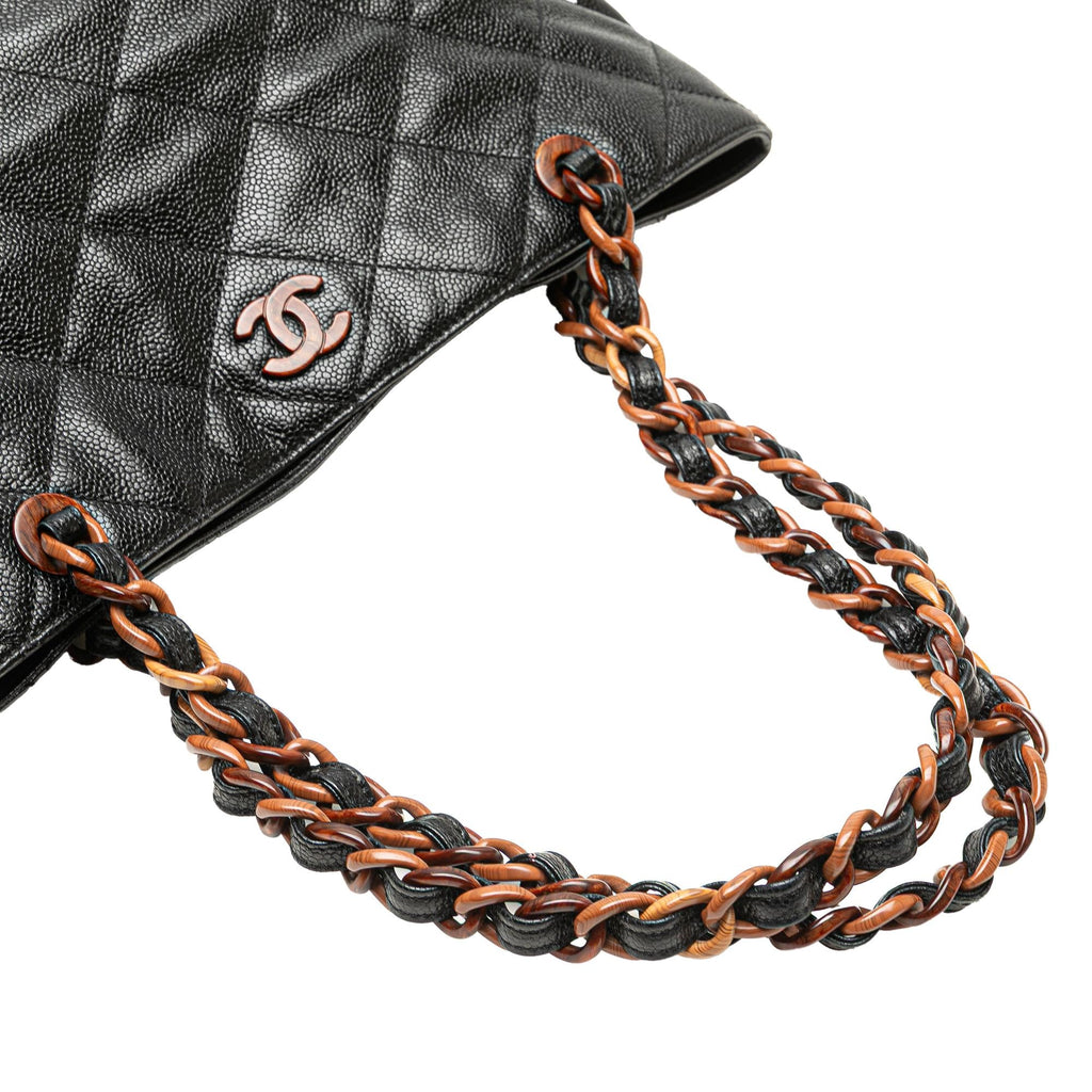 Chanel CC Quilted Caviar Tortoise Chain Tote