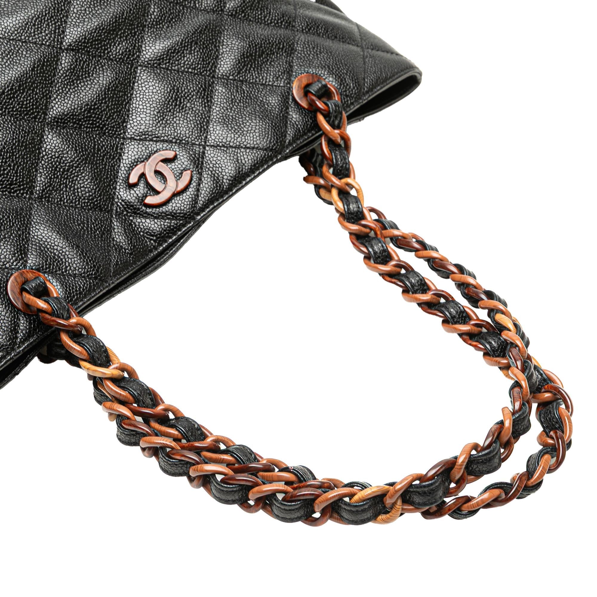 Chanel CC Quilted Caviar Tortoise Chain Tote