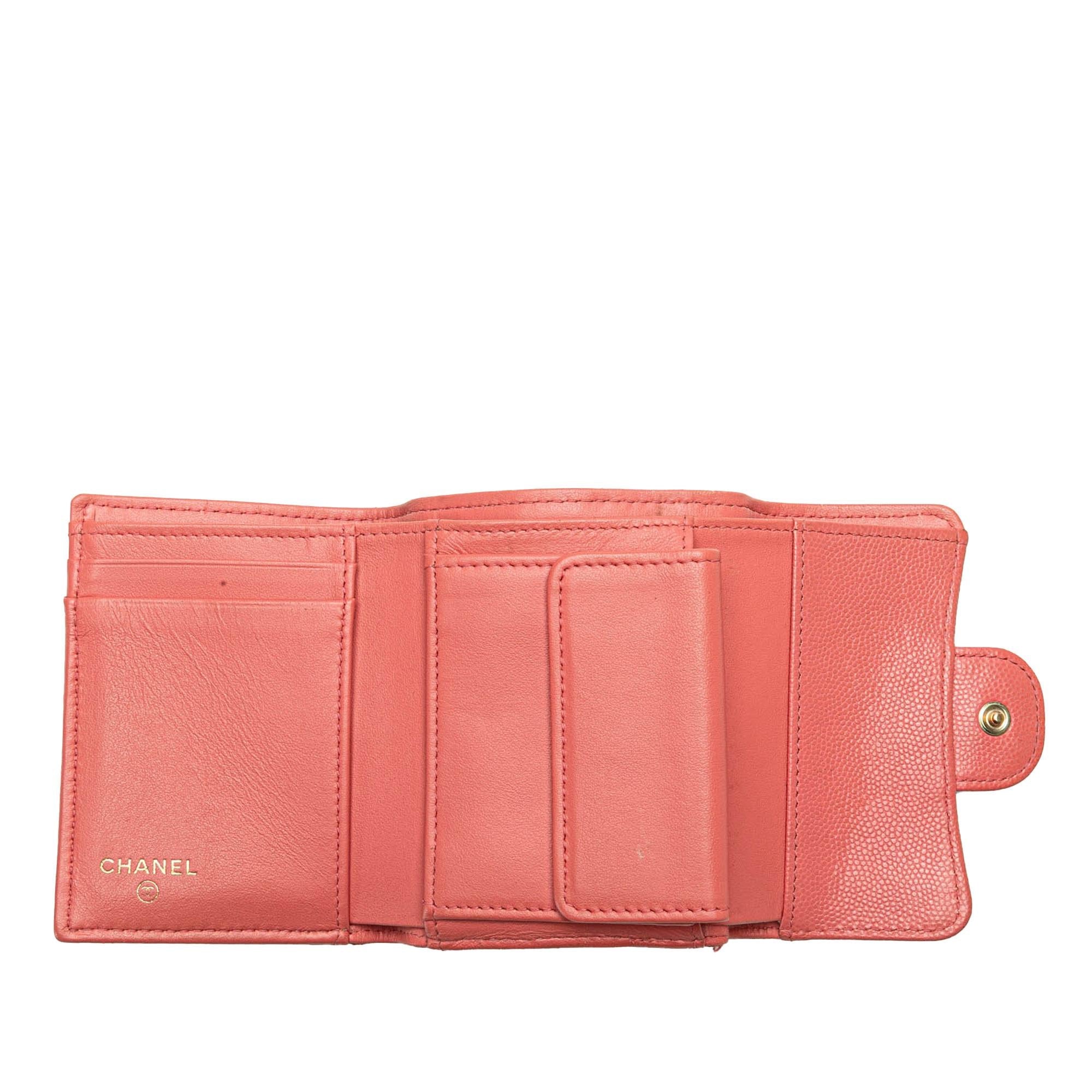 Chanel CC Quilted Caviar Trifold Wallet