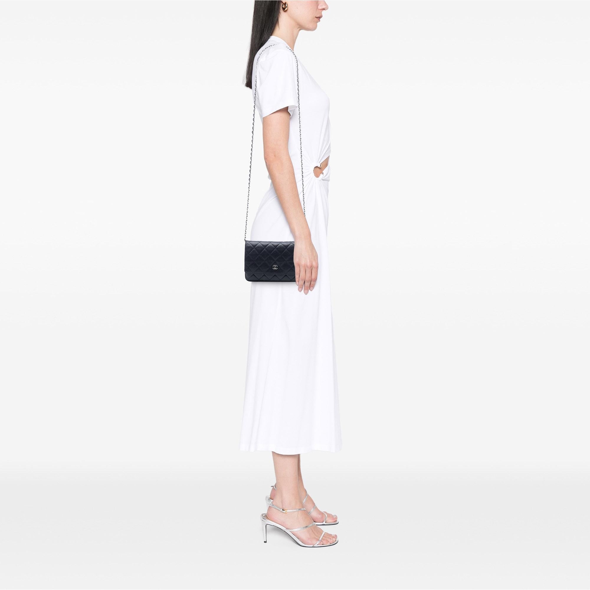 Chanel CC Quilted Caviar Wallet on Chain