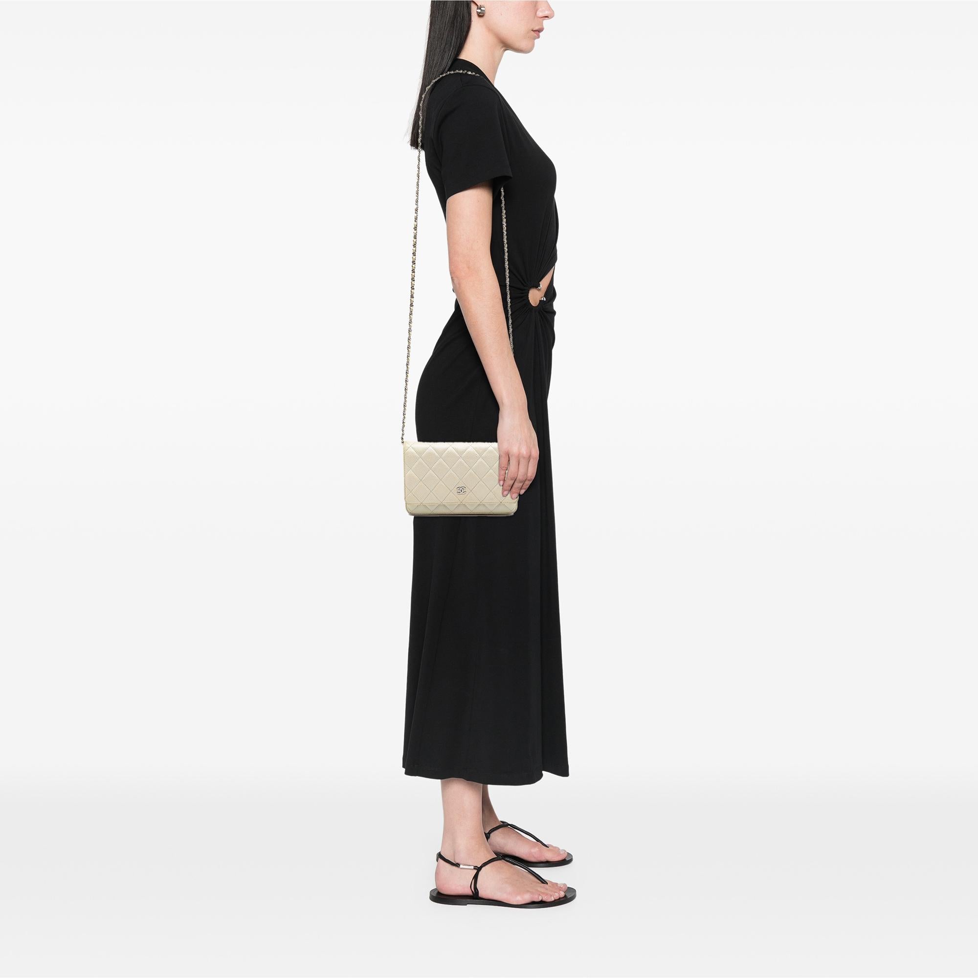 Chanel CC Quilted Caviar Wallet on Chain
