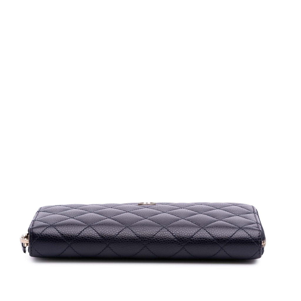 Chanel CC Quilted Caviar Zip Around Long Wallet